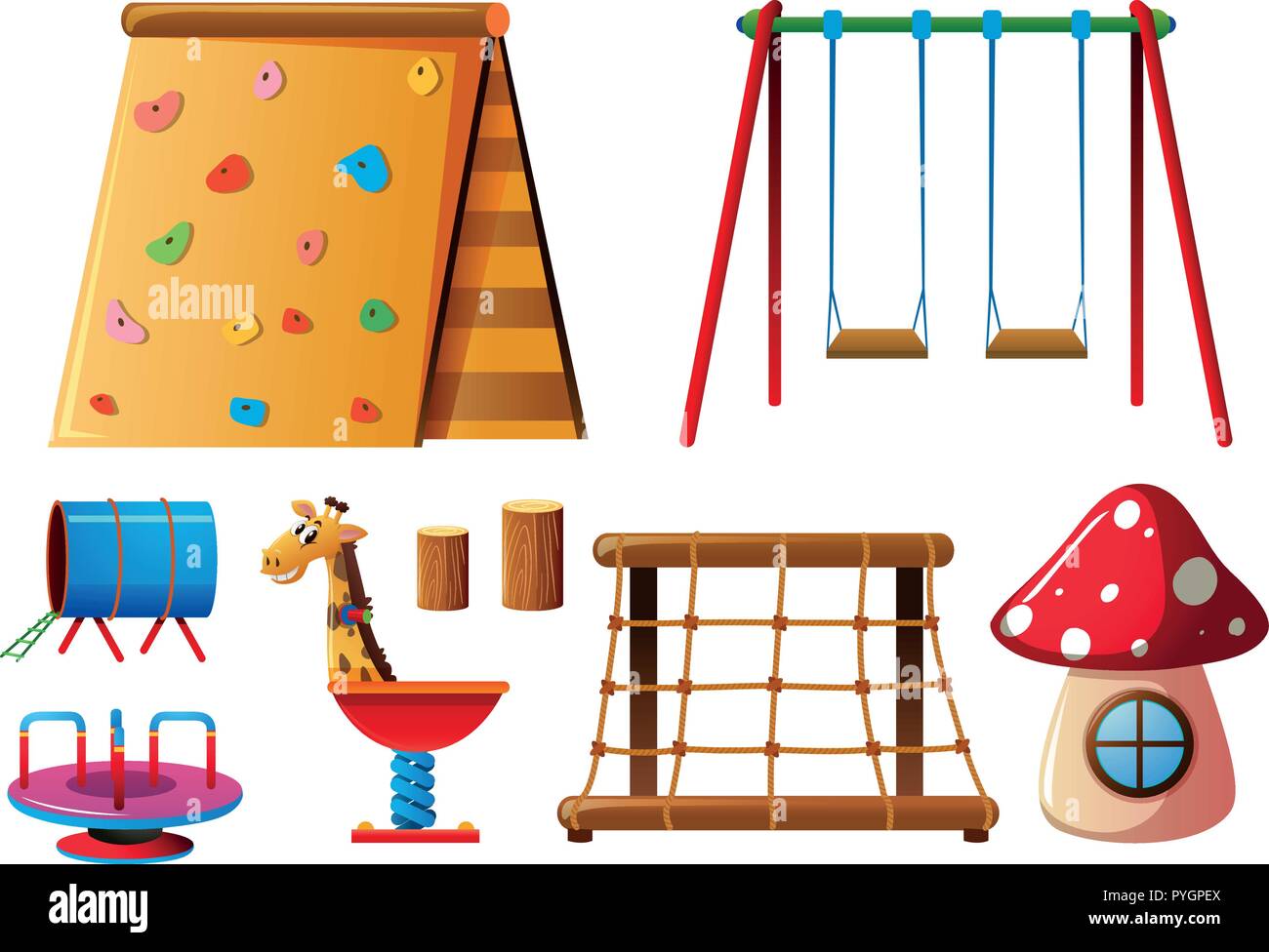 Different play stations on white background illustration Stock Vector