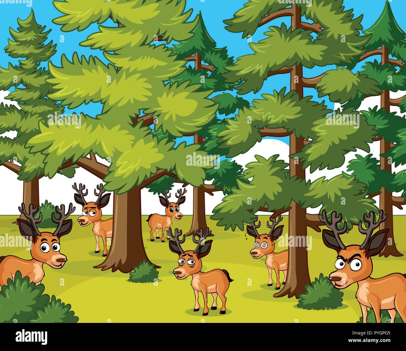 Deers living in the forest illustration Stock Vector Image & Art - Alamy