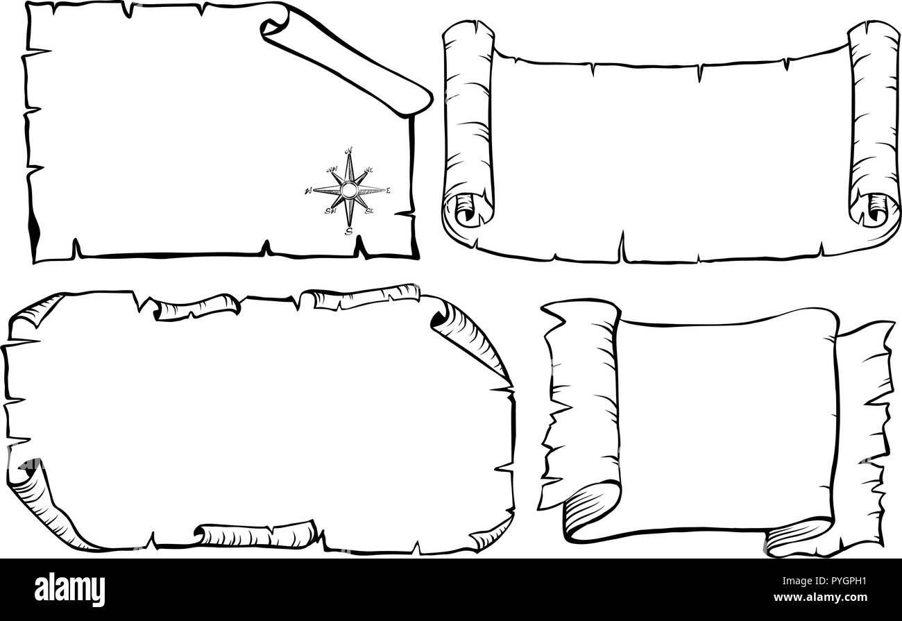 Treassure map templates in four different styles illustration Stock ...