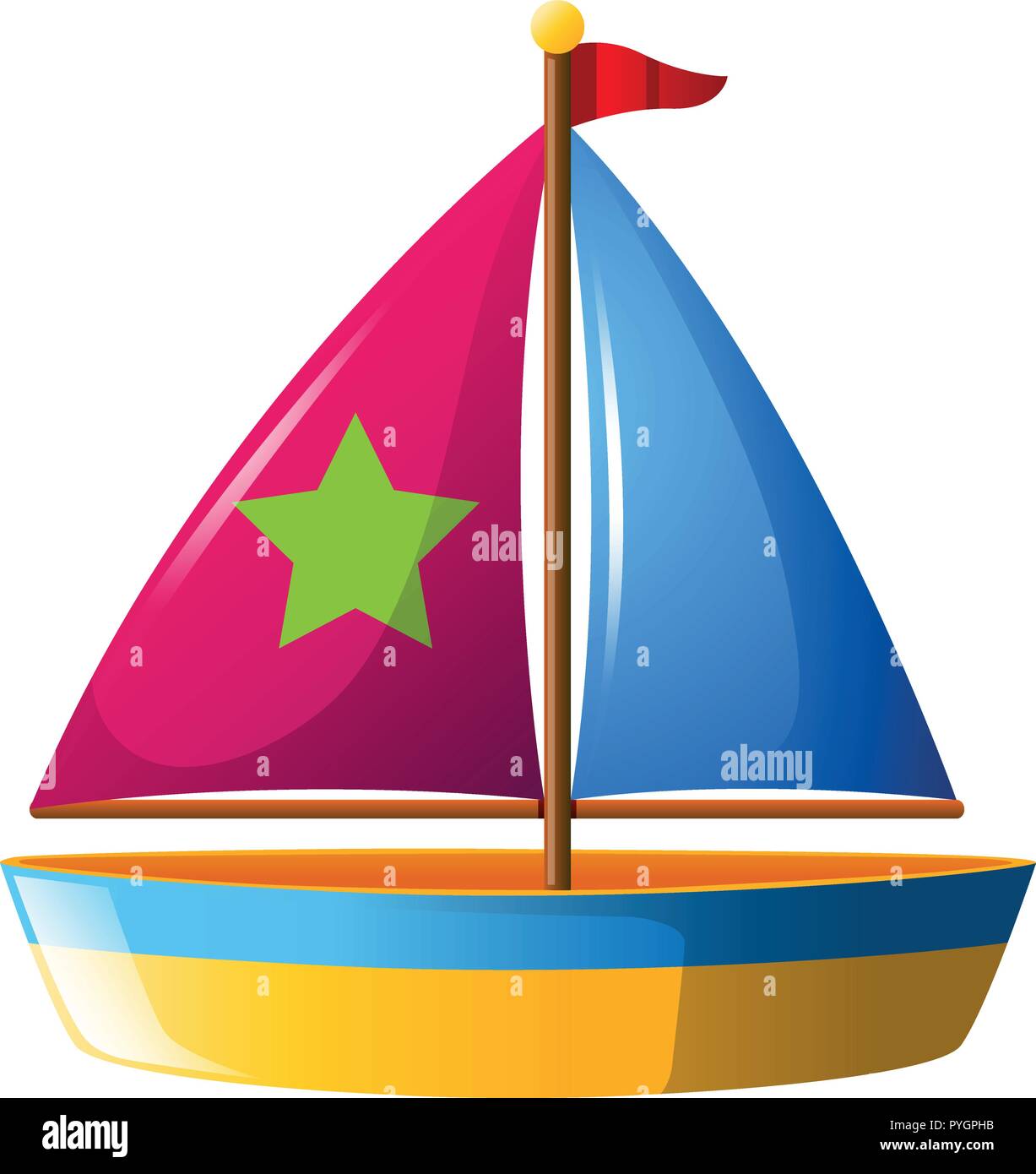 Toy boat with star on sail illustration Stock Vector Image & Art - Alamy