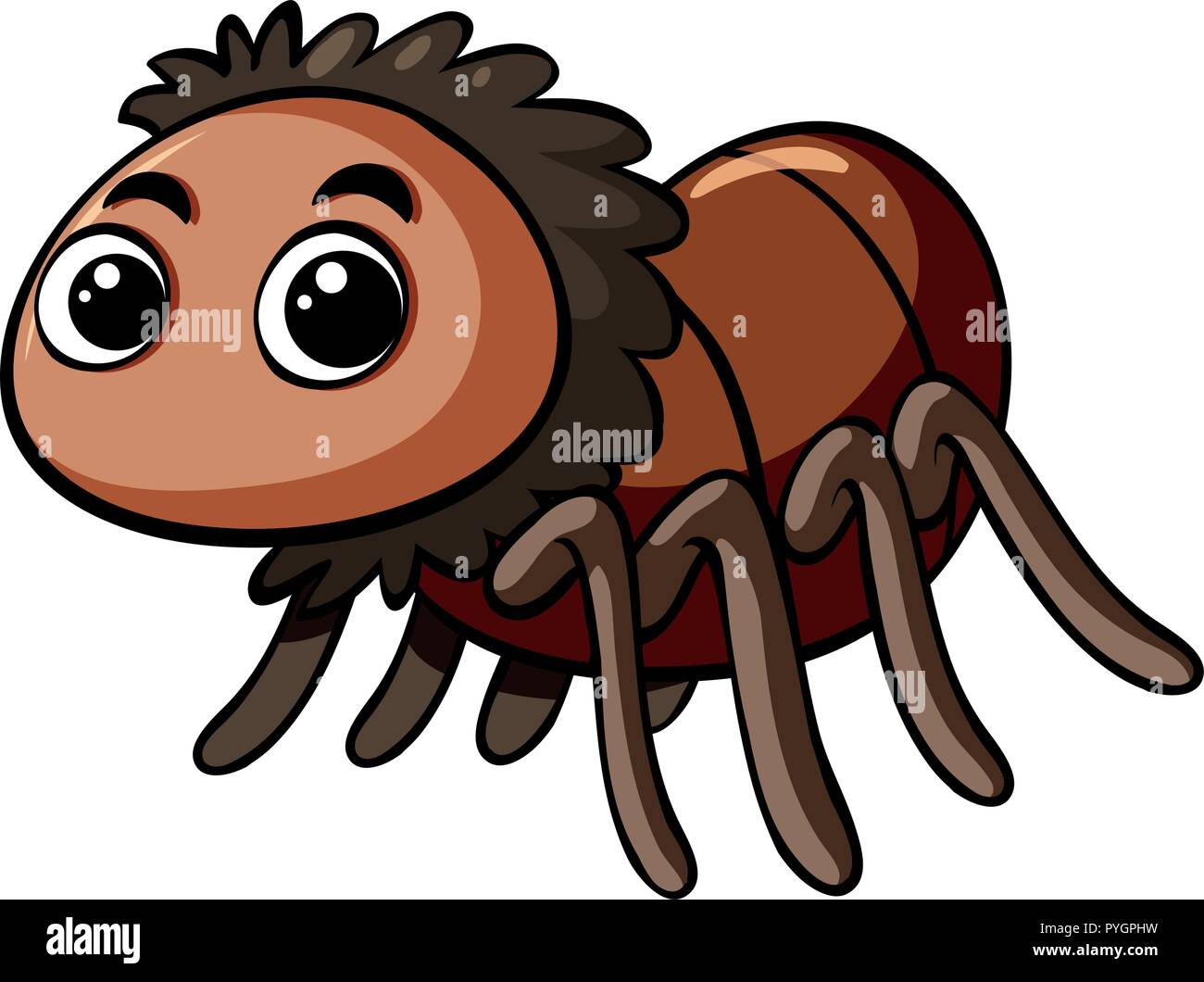 Brown spider on white background illustration Stock Vector