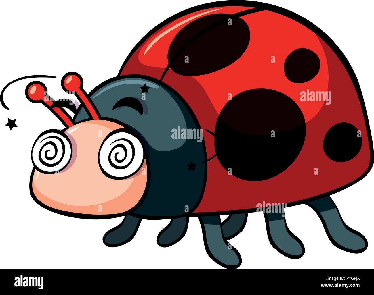 Ladybug with dizzy face illustration Stock Vector
