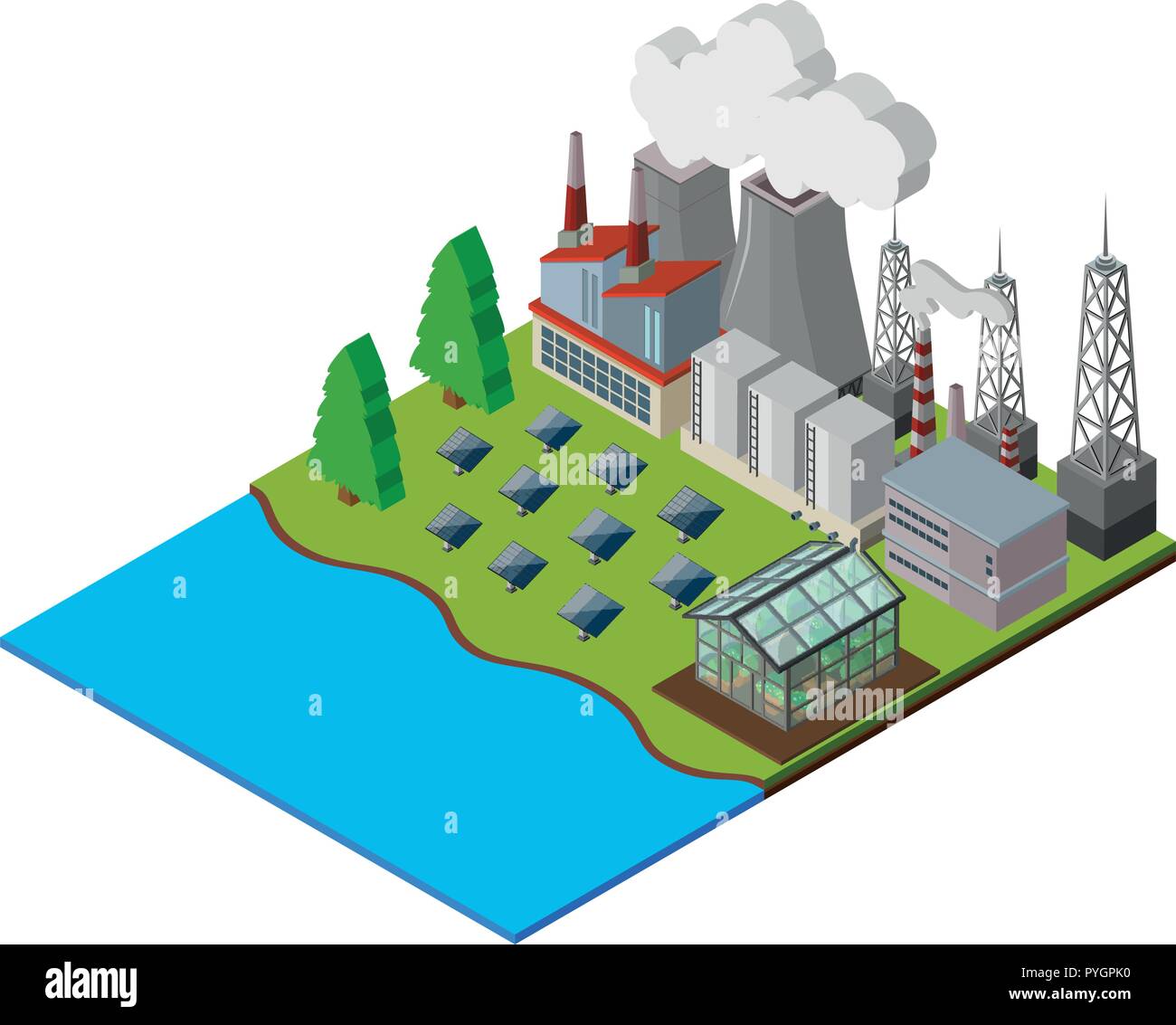 Power station with solar cells illustration Stock Vector Image & Art ...