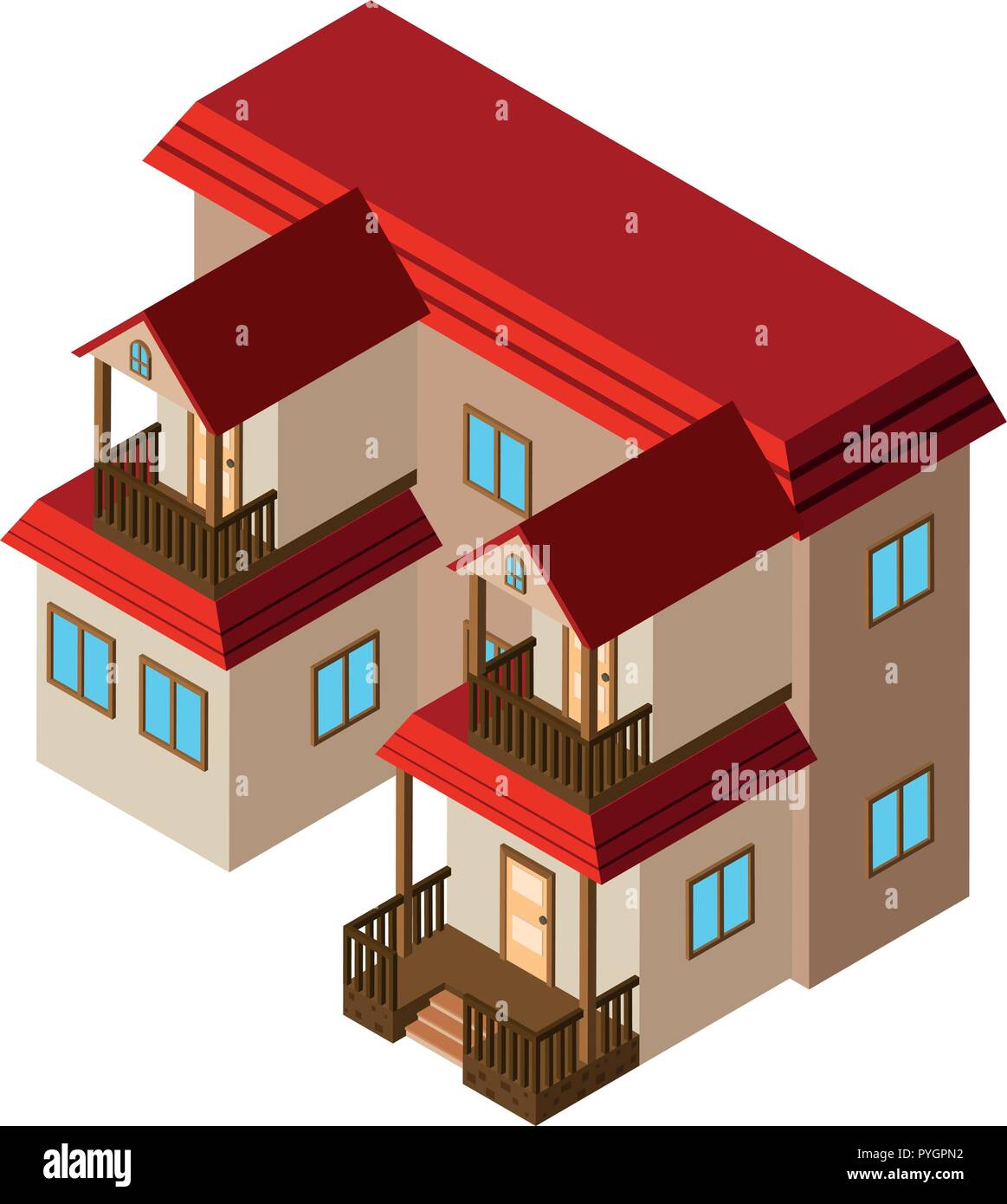 Isometric house building on white illustration Stock Vector