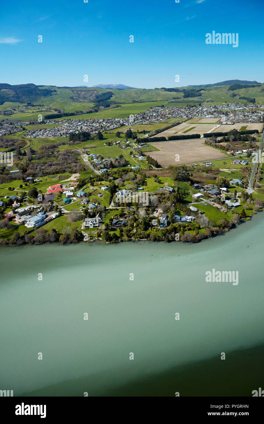 Lake Rotorua, and Owhata Marae, Hinemoa Point, and water from Sulphur