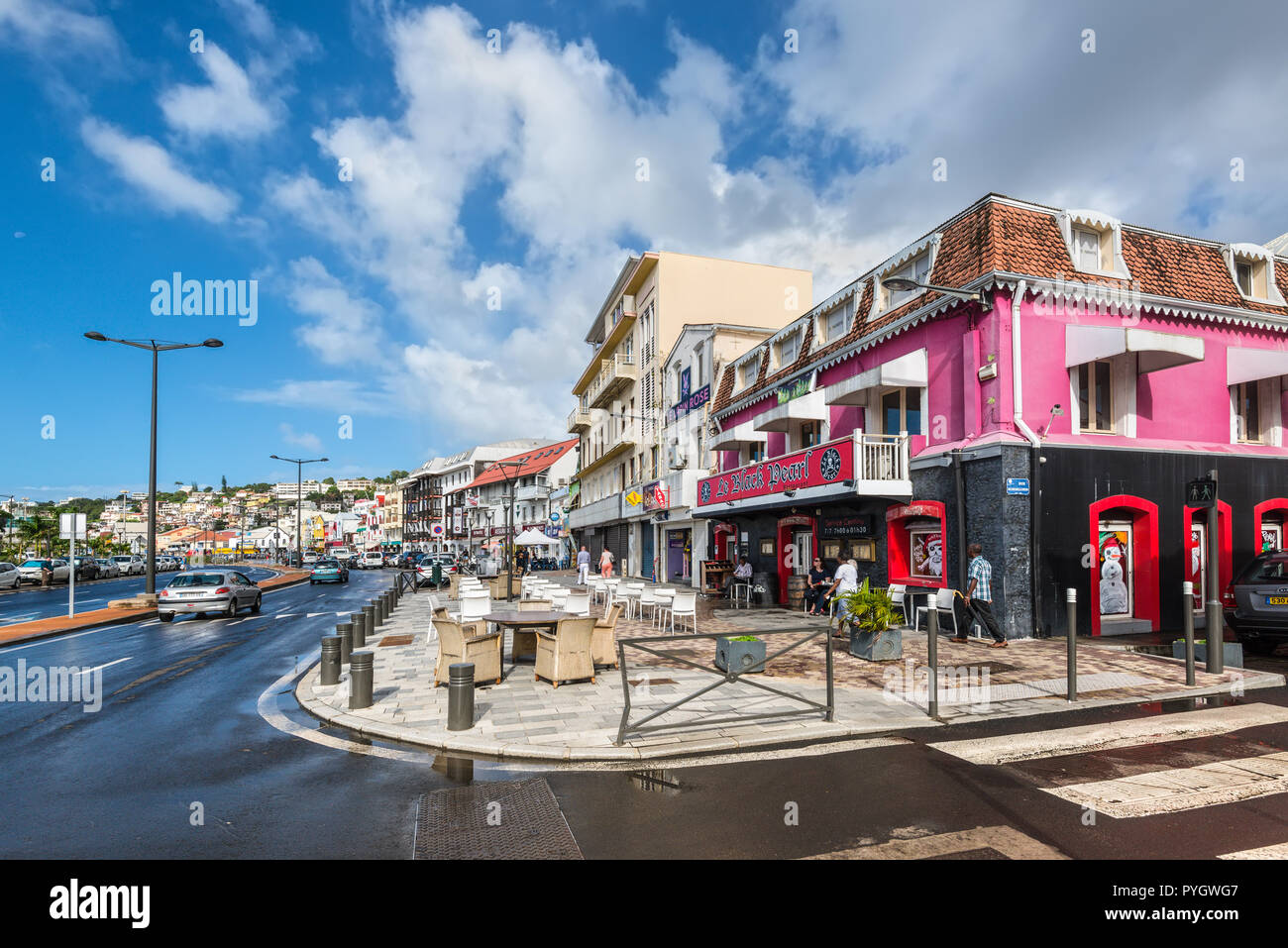 Fort-de-France, Martinique - December 19, 2016: The street life of Fort-de-France city in Martinique, Caribbean, Lesser Antilles. Martinique is an ins Stock Photo