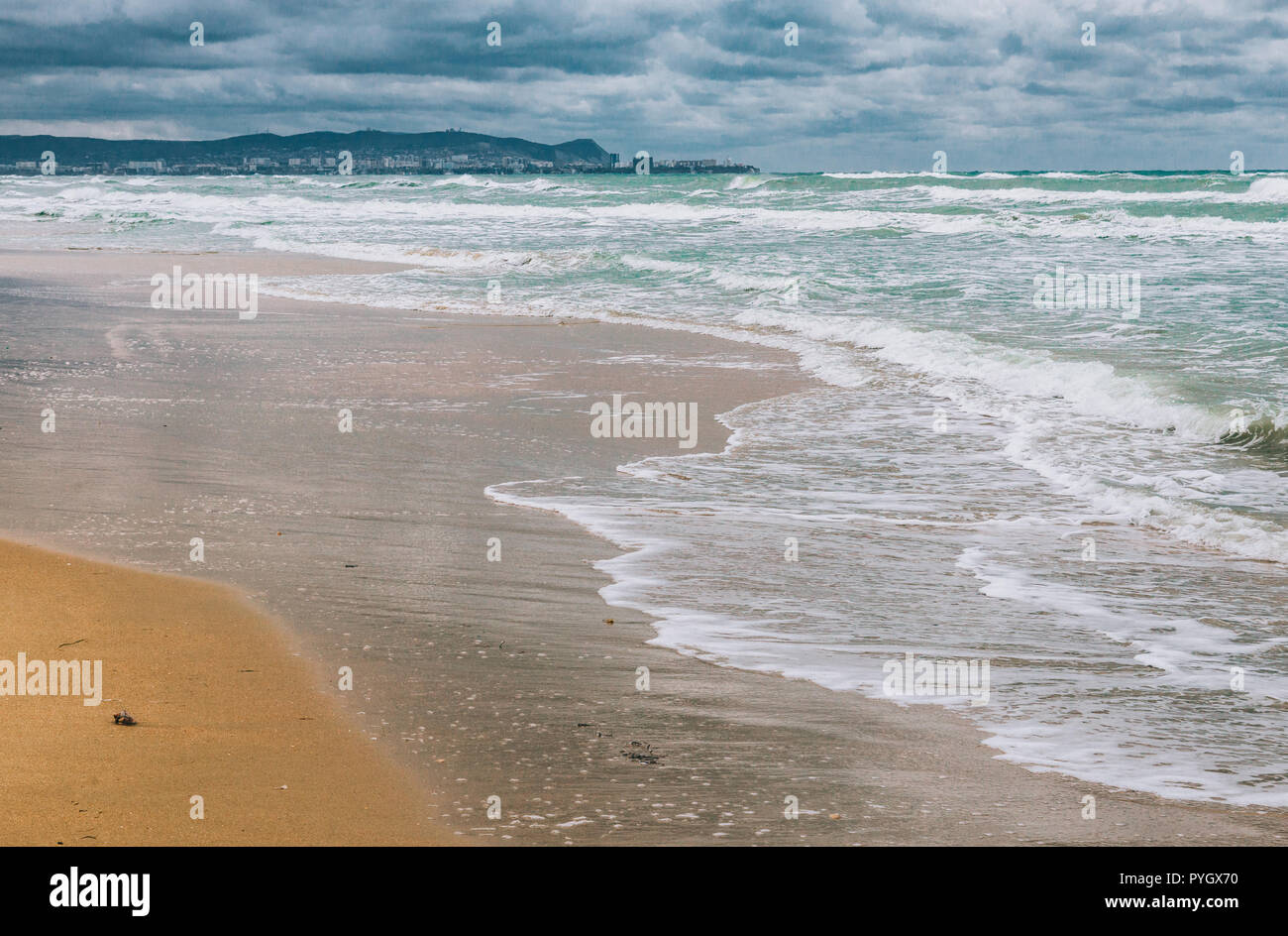 Stormy Black sea in day time, big waves and gusty wind Stock Photo - Alamy