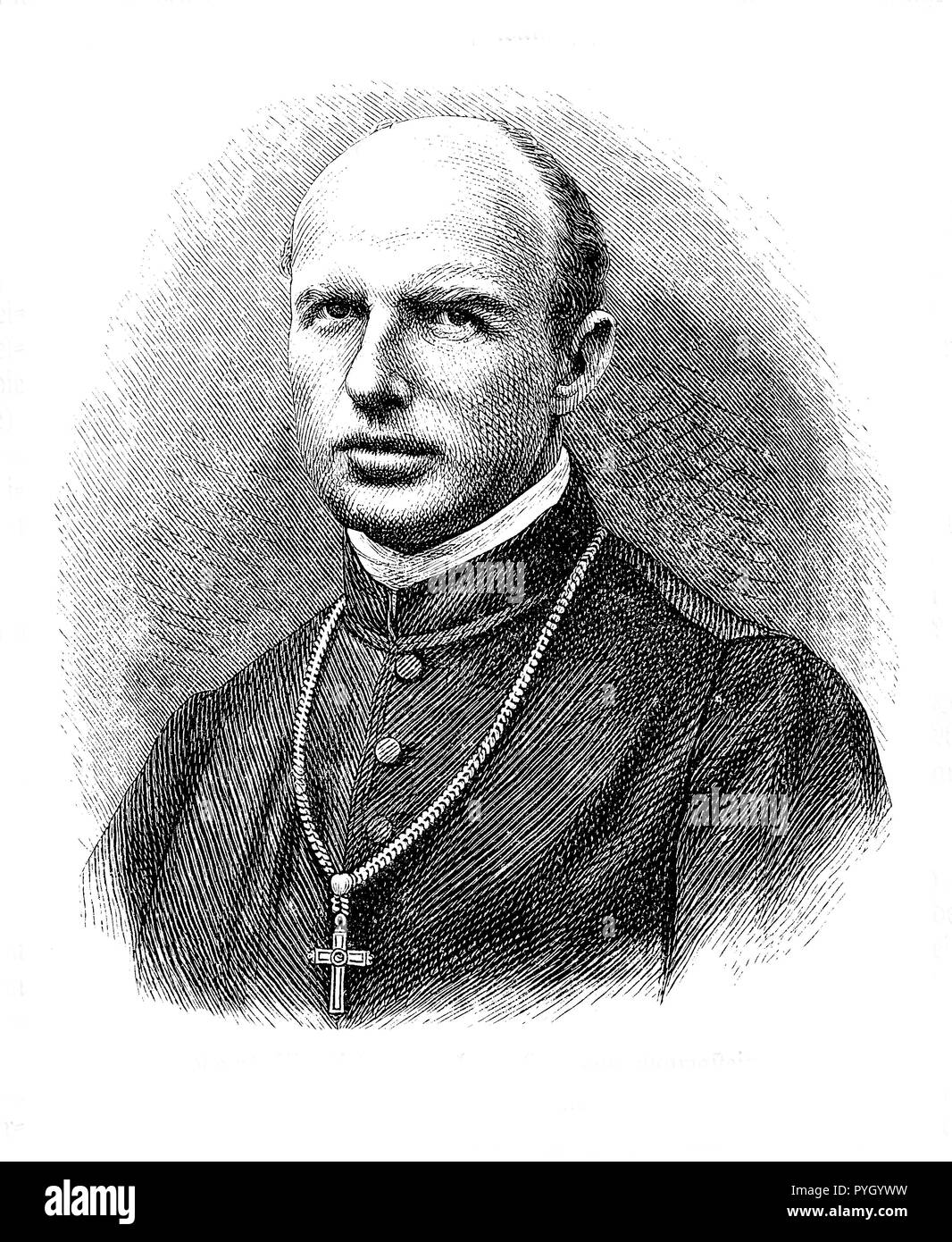 Engraving portrait of  Karl Motschi, abbot from 1873 to 1900 of Mariastein, benedictine monastery in Solothurn canton in Switzerland Stock Photo