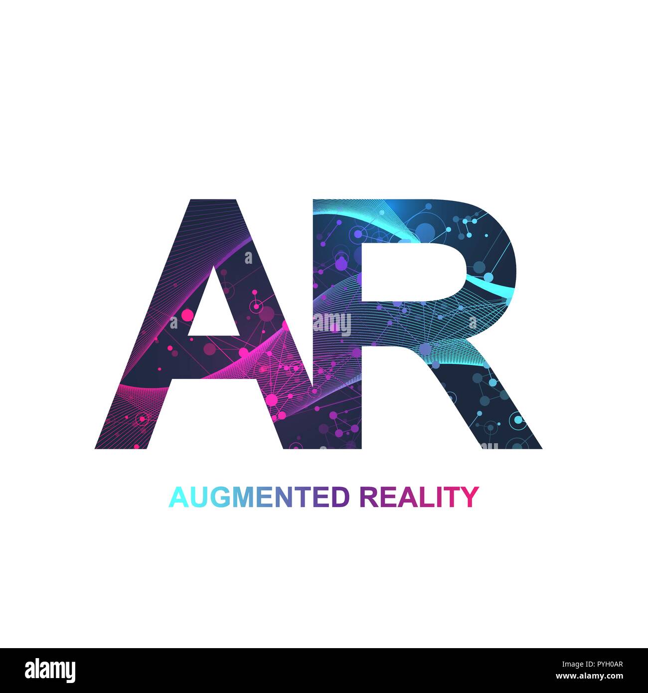 Augmented reality concept banner, AR. Virtual reality and augmented reality logo. Modern technologies sci-fi concept, vector Stock Vector