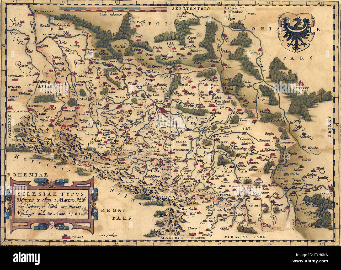 Abraham Ortelius - First World Atlas ca. 1570 - Silesia Stock Photo