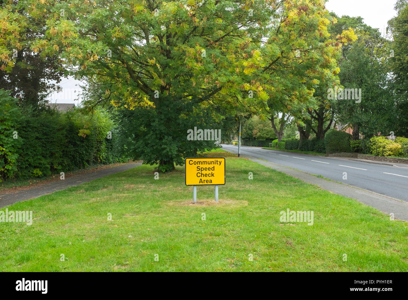 Community speed check area sign in Sandbach Cheshire UK Stock Photo