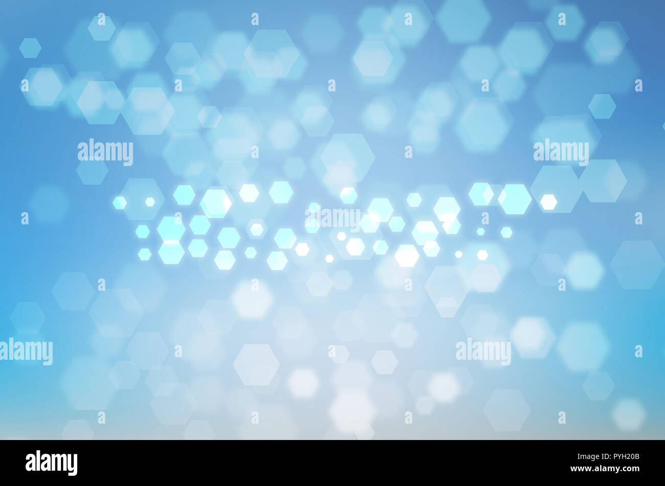 Abstract Hexagon bokeh background on blue color background, Network and ...