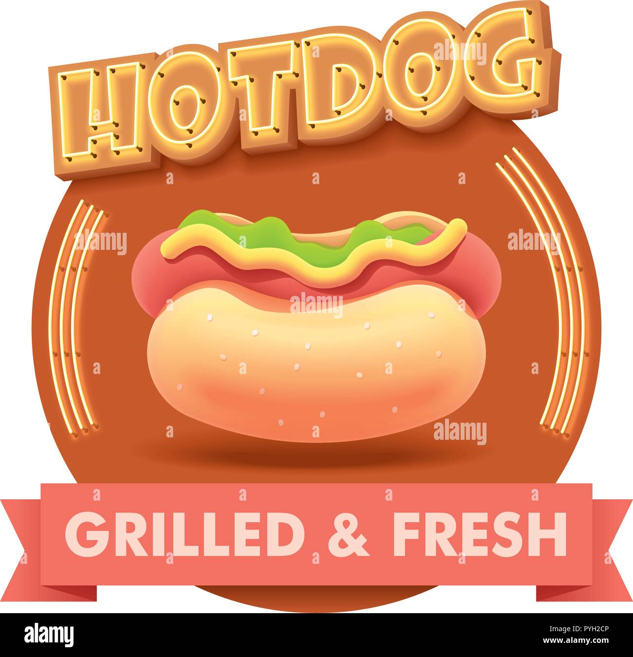 Vector hot dog illustration or label for menu Stock Vector Image & Art