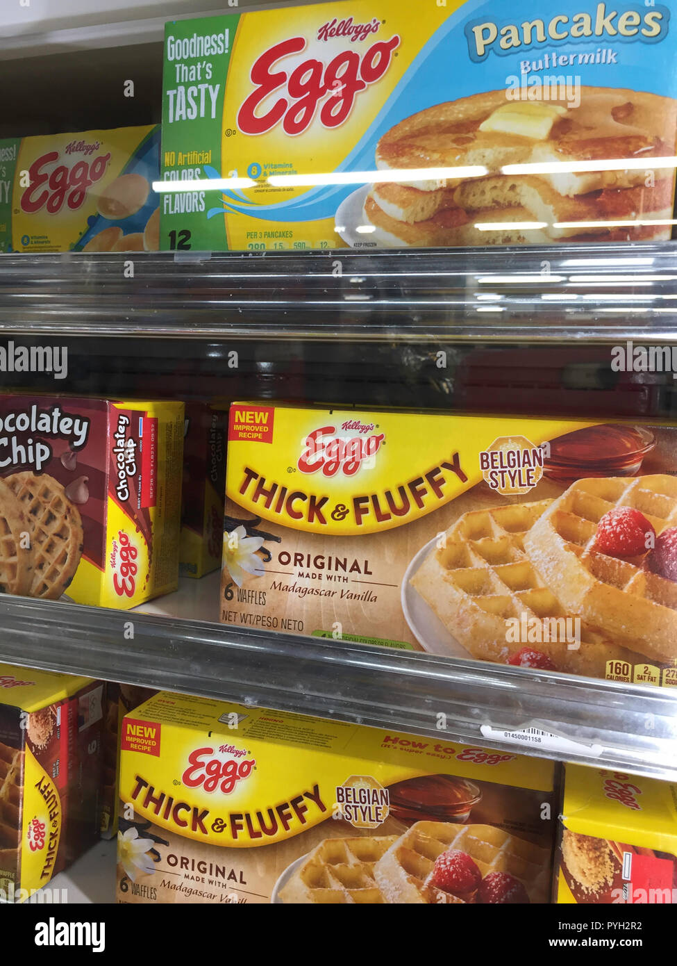Eggo frozen waffles in a grocery store cooler, USA Stock Photo Alamy