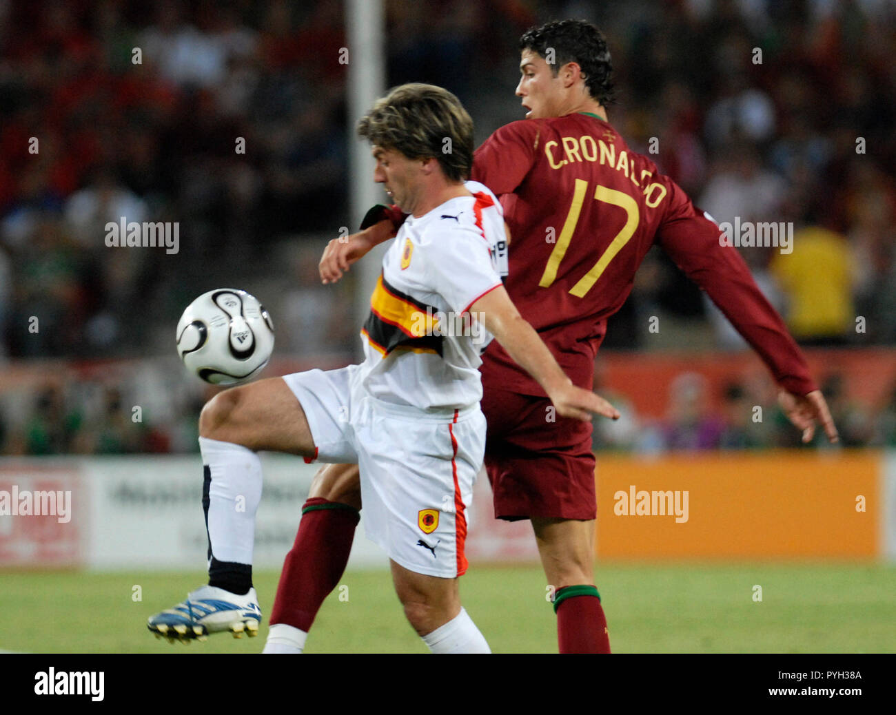 Mungersdorfer  Stadion Cologne Germany 11.6.2006, Berlin Germany, FIFA World Cup match 8, Angola vs Portugal 0:1 ----FIGUEIREDO (ANG), CRISTIANO RONALDO (POR) Stock Photo