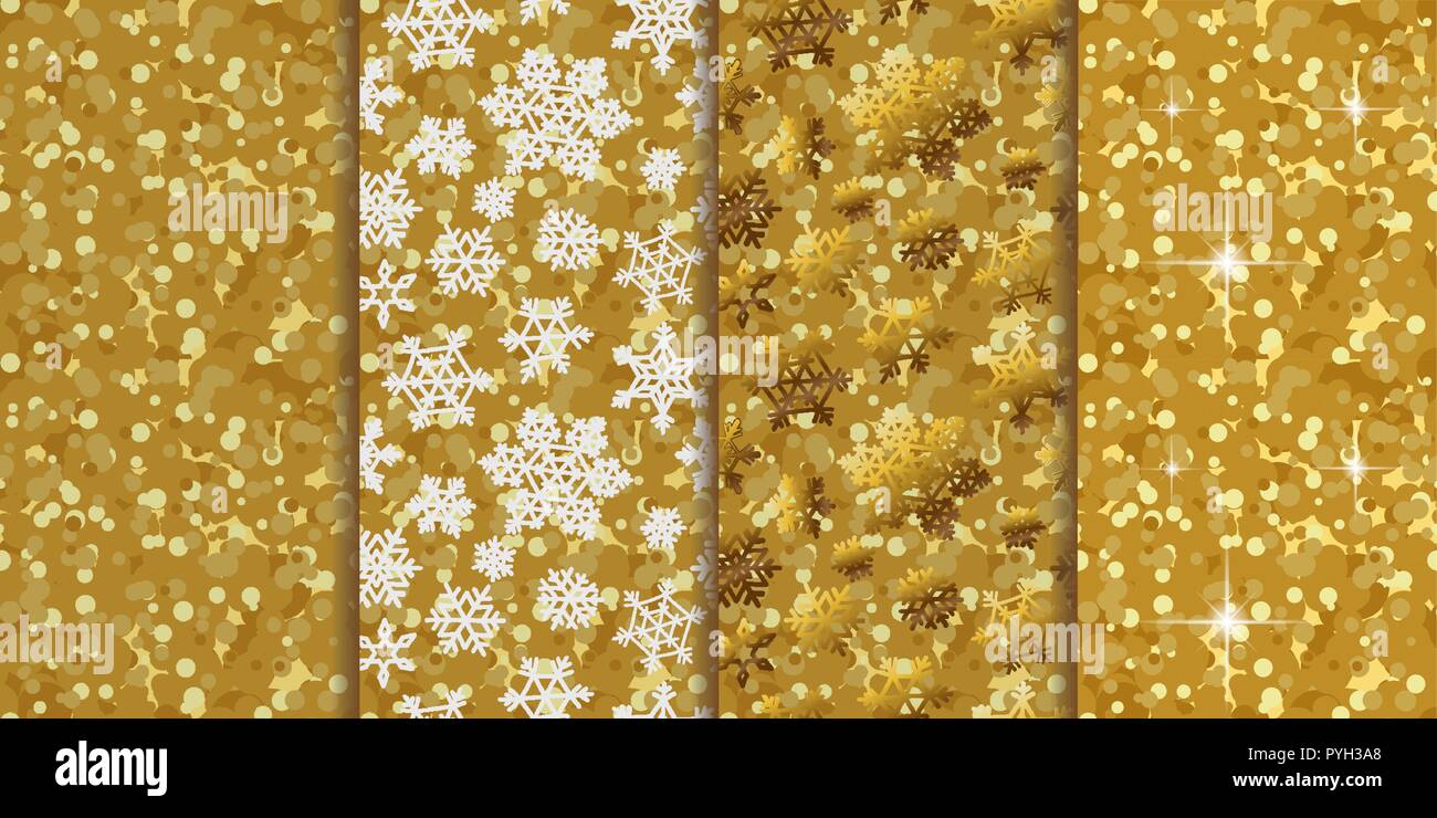 Golden pattern seamless backgrounds four in one set Stock Vector Image ...
