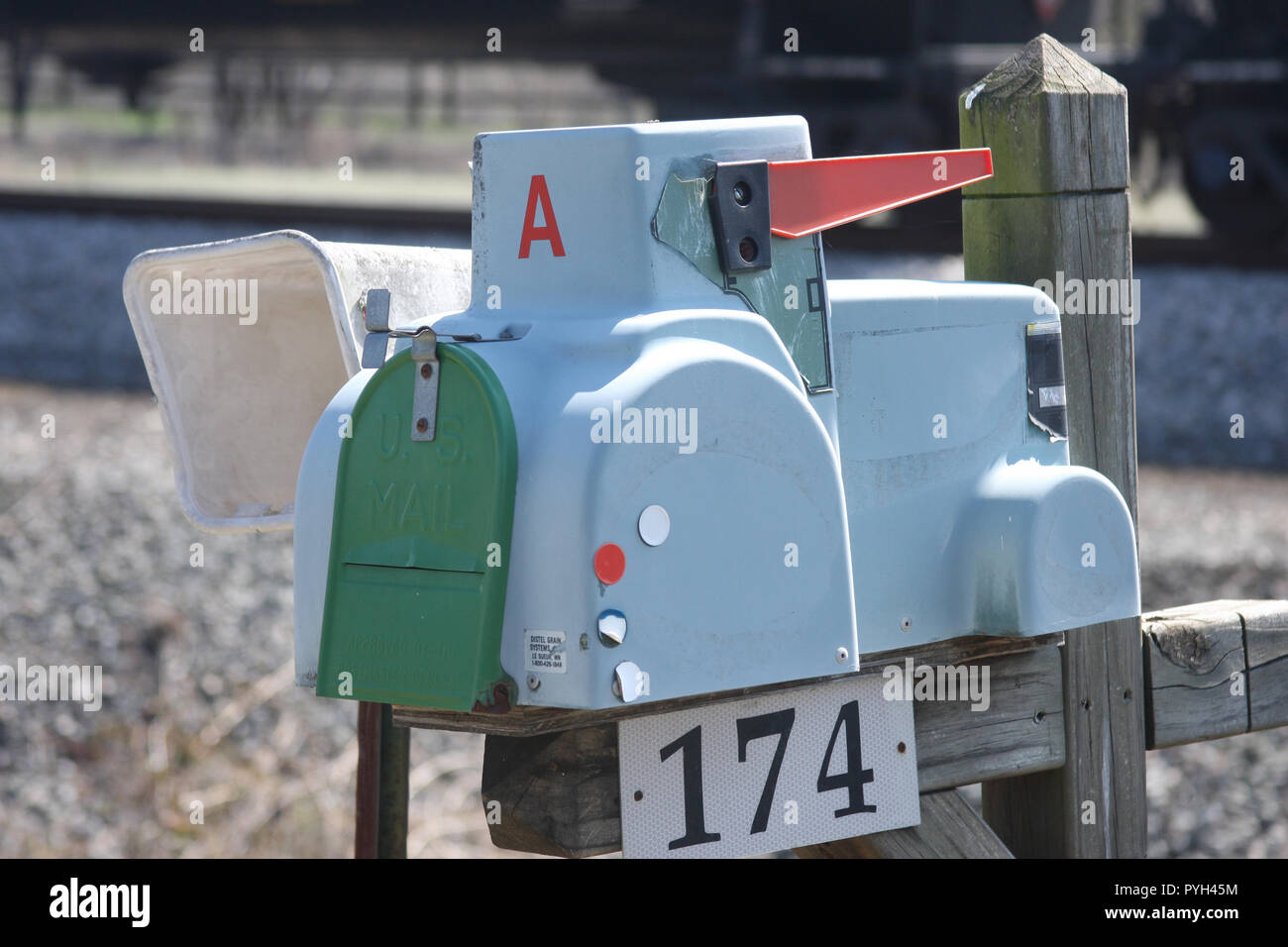 Tractor shaped mailbox Stock Photo Alamy