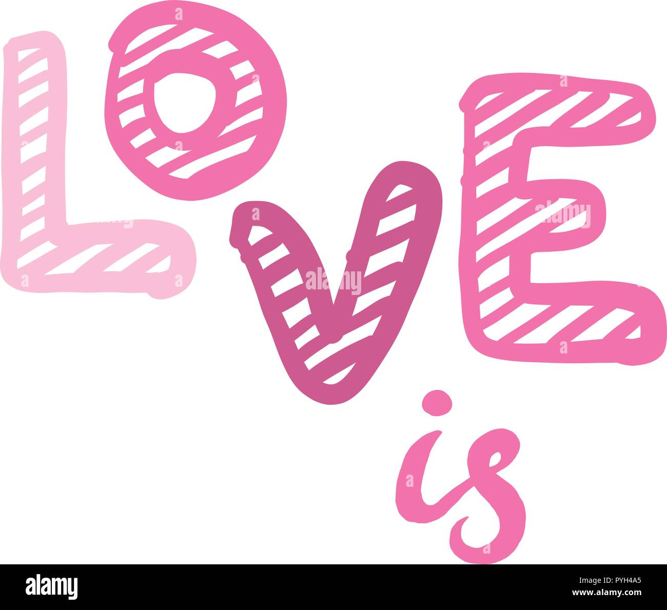 Love is logo. Lettering, typographic composition. Stock Vector
