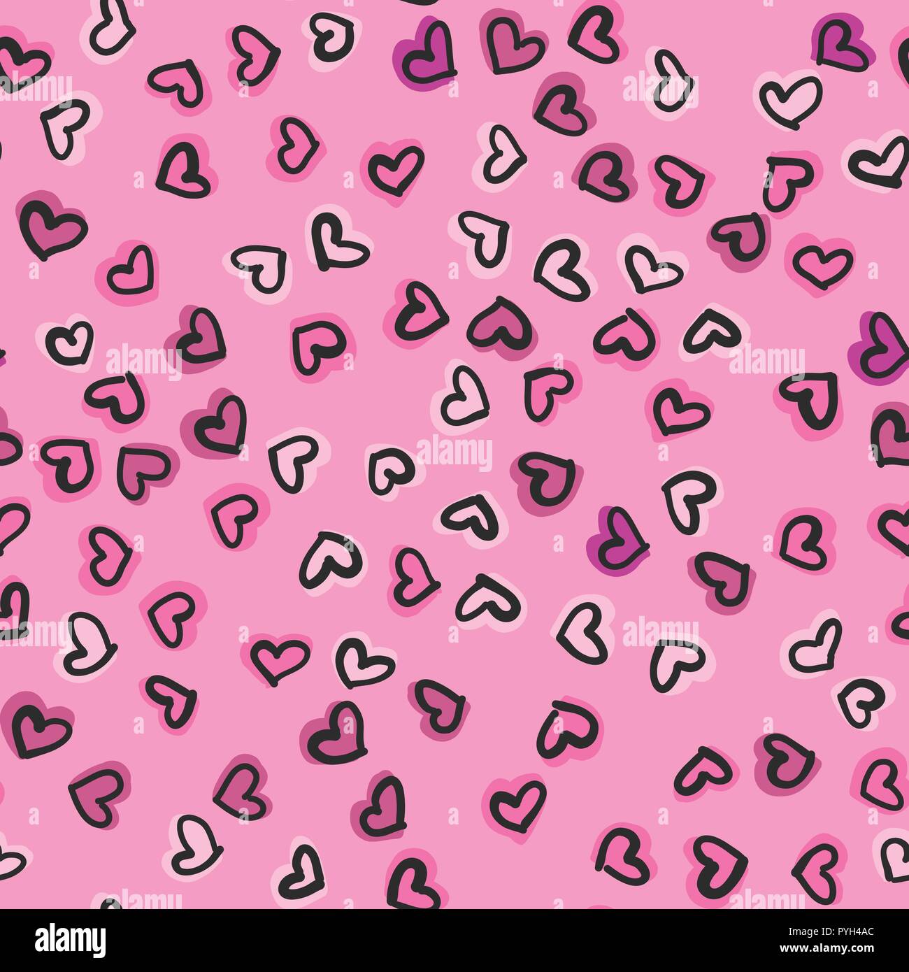 Seamless pattern with hand drawn hearts. Happy Valentine s Day Stock ...