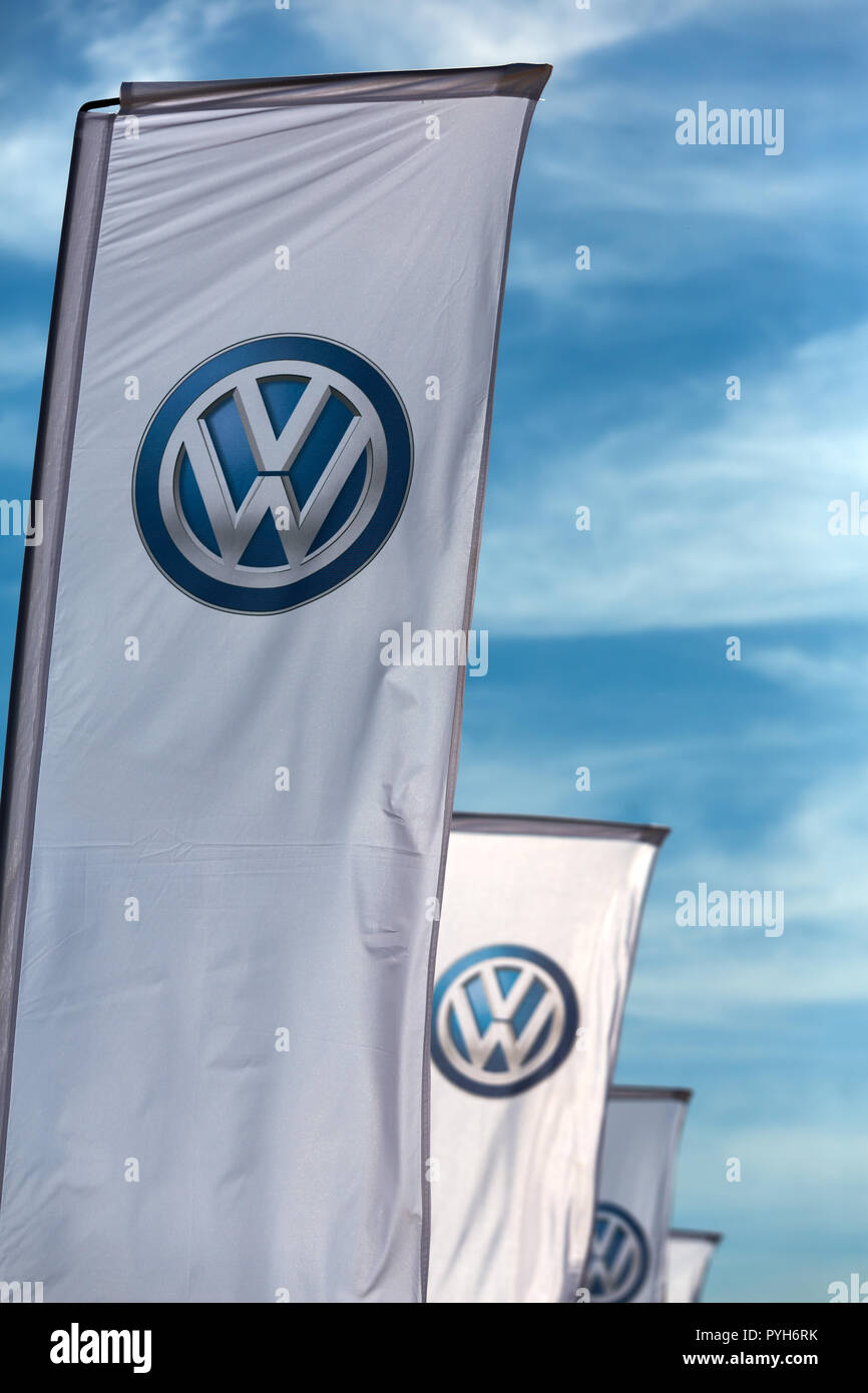 Poland, VW logos at Volkswagen Poznan Stock Photo