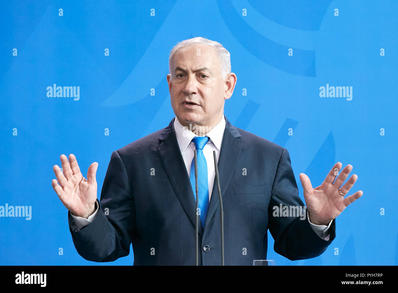 Berlin, Germany - State Premier of Israel Benjamin Netanyahu. Stock Photo