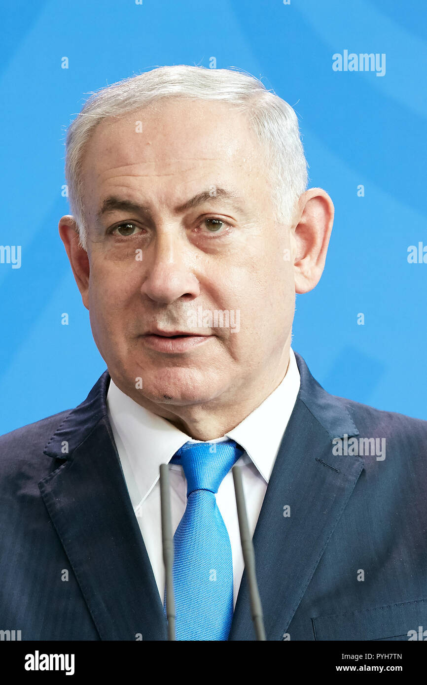 Berlin, Germany - State Premier of Israel Benjamin Netanyahu. Stock Photo