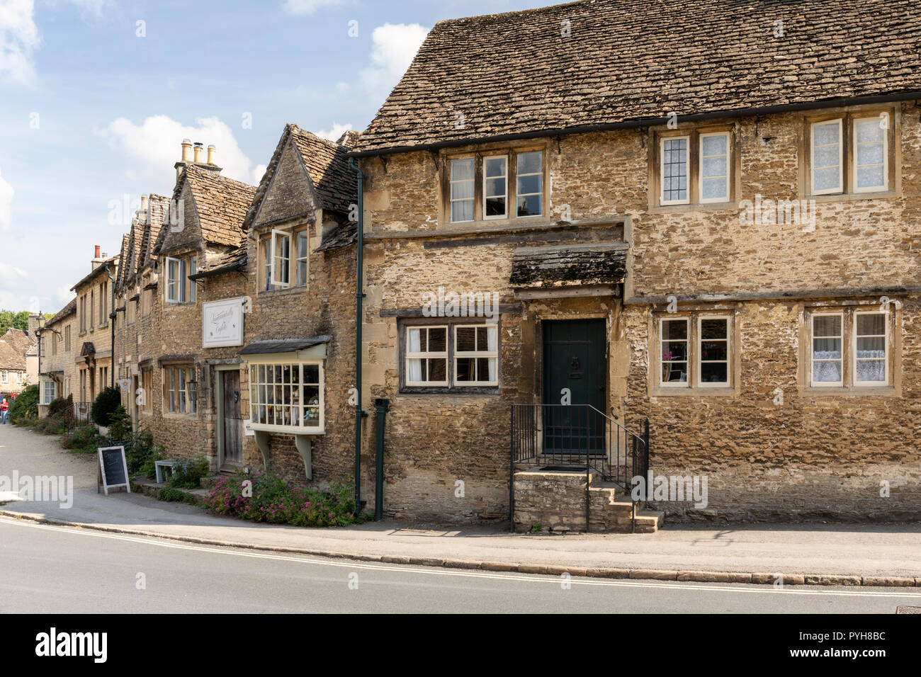 Picturesque West Street in the Wiltshire village of Lacock, England, UK Stock Photo