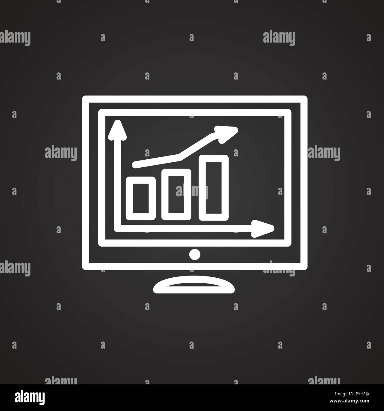 Business diagram thin line on screen black background Stock Vector ...