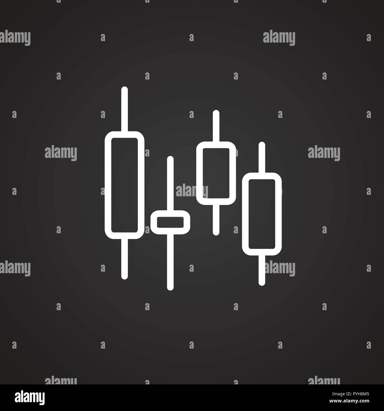 Forex candlestick thin line on black backrground Stock Vector Image