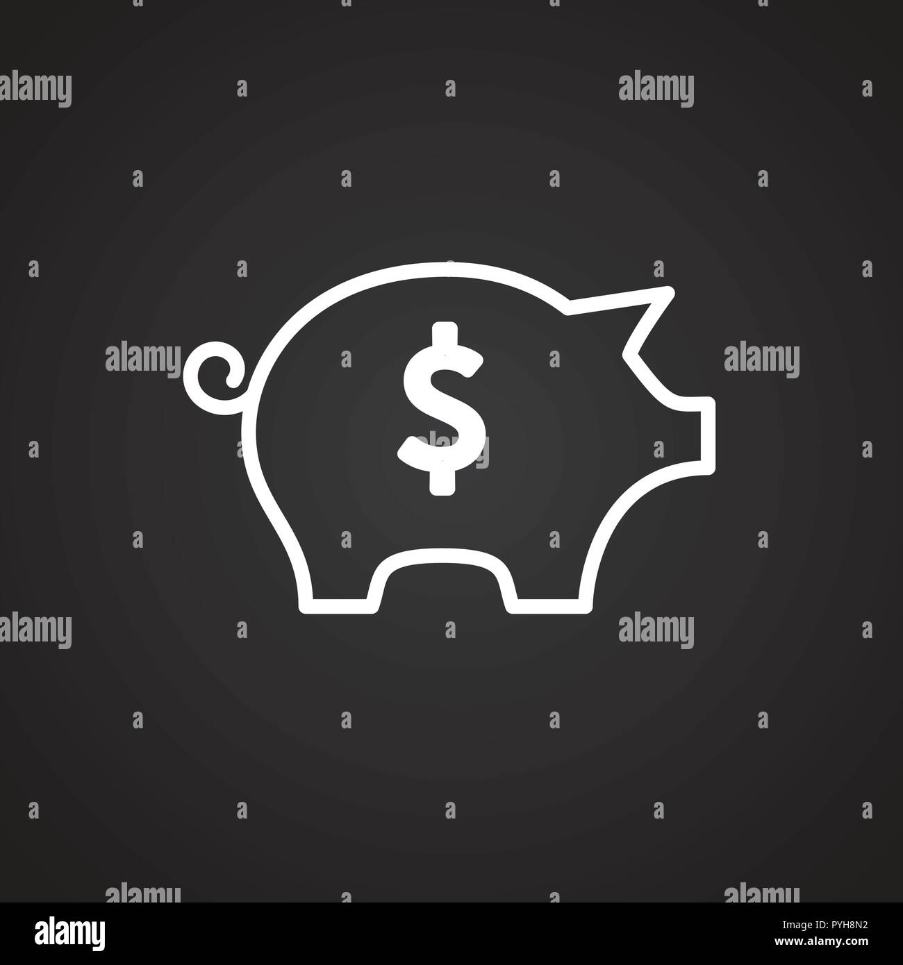 Piggy bank thin line on black background Stock Vector Image & Art - Alamy
