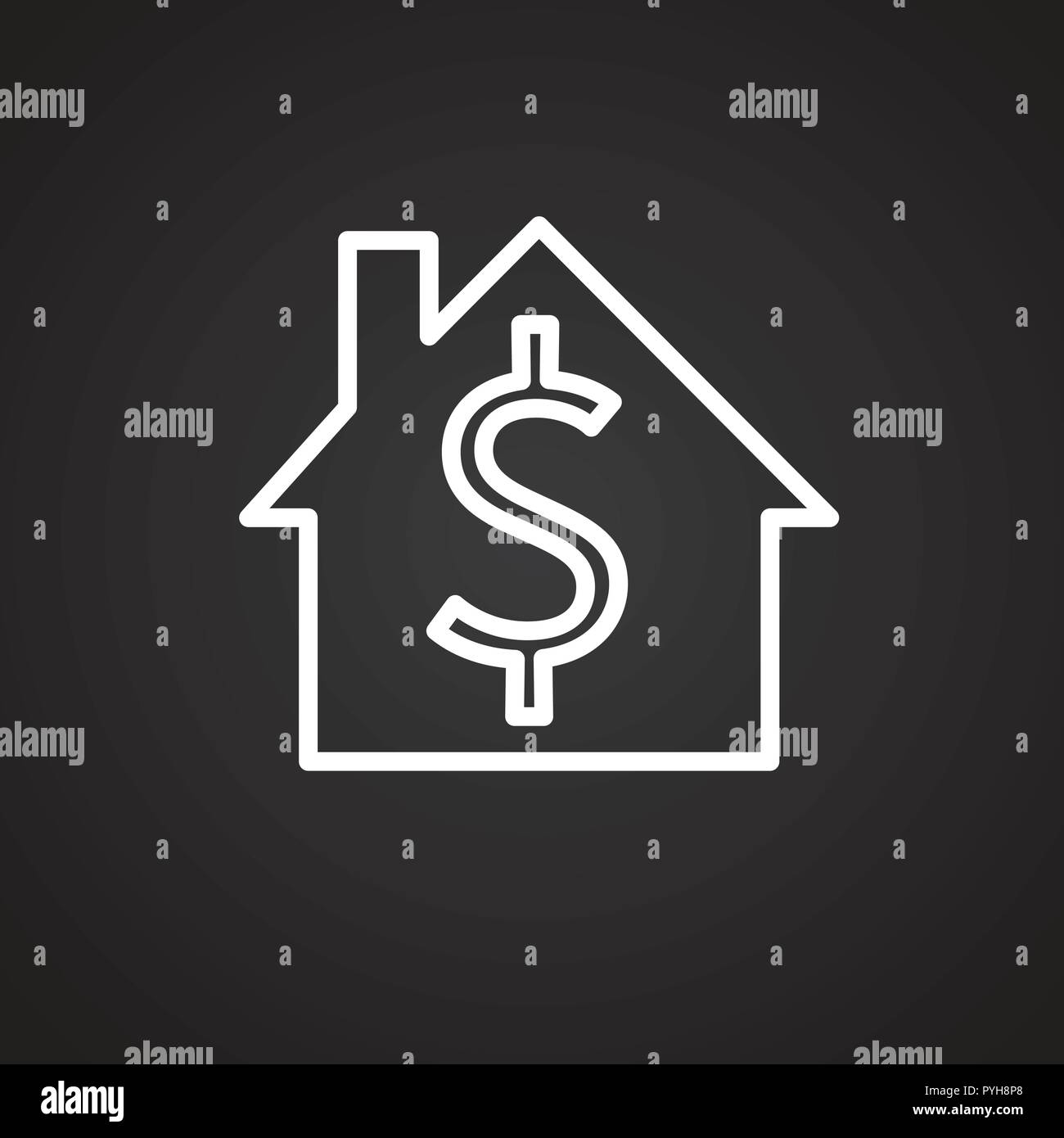 Dollar home storage thin line on black background Stock Vector