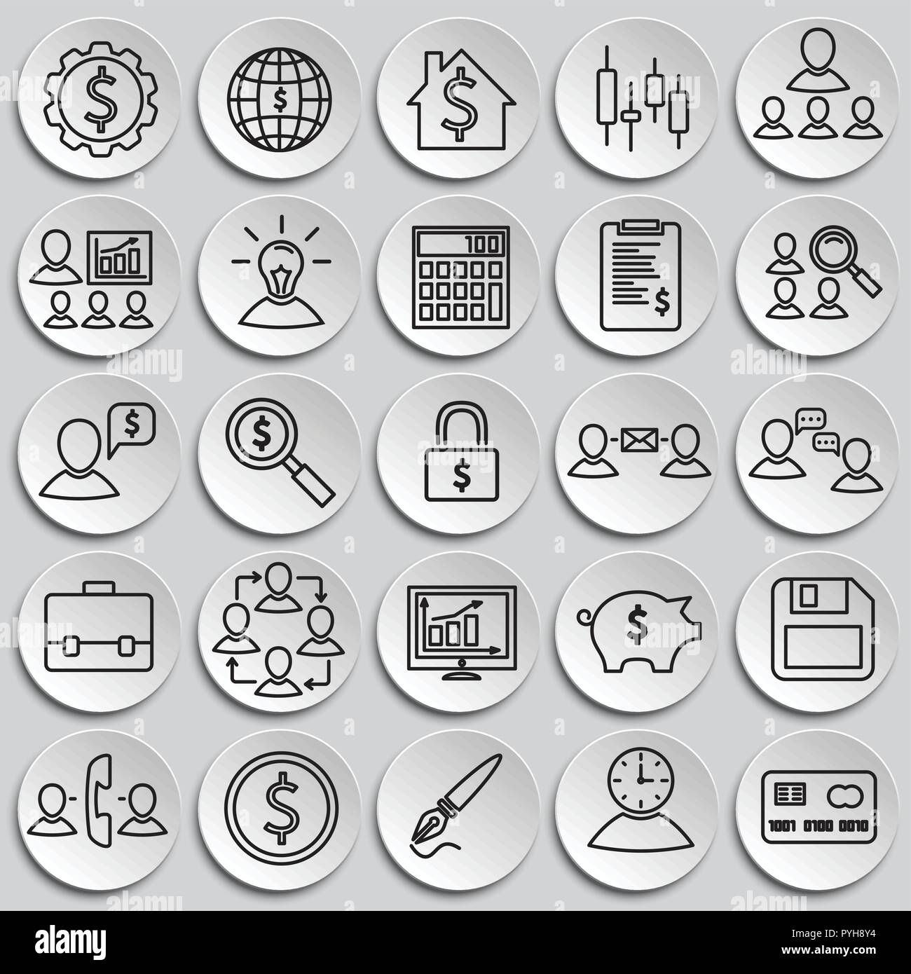 Thin line Business and finance set on plates background Stock Vector ...