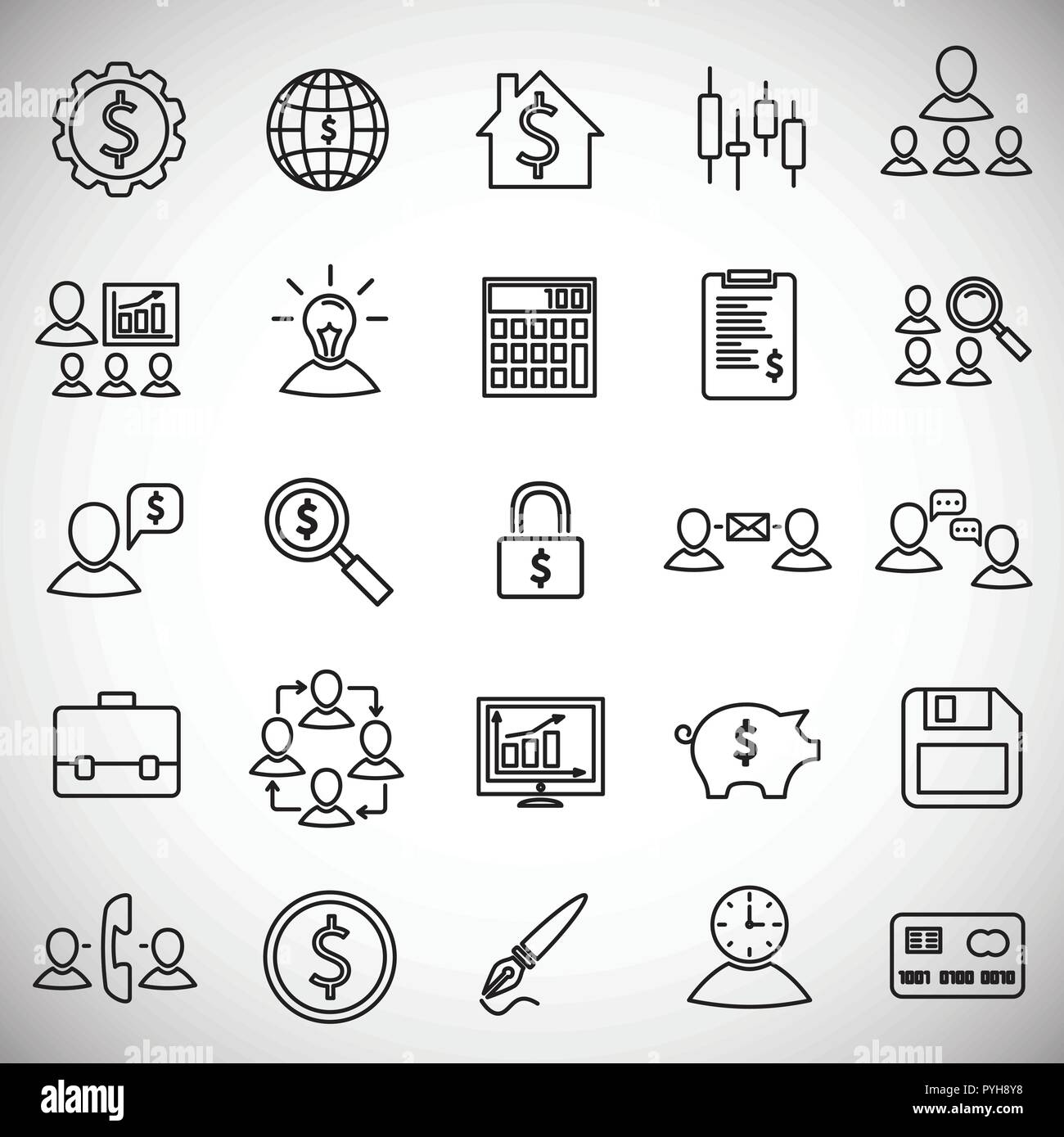 Thin line Business and finance set on white background Stock Vector ...