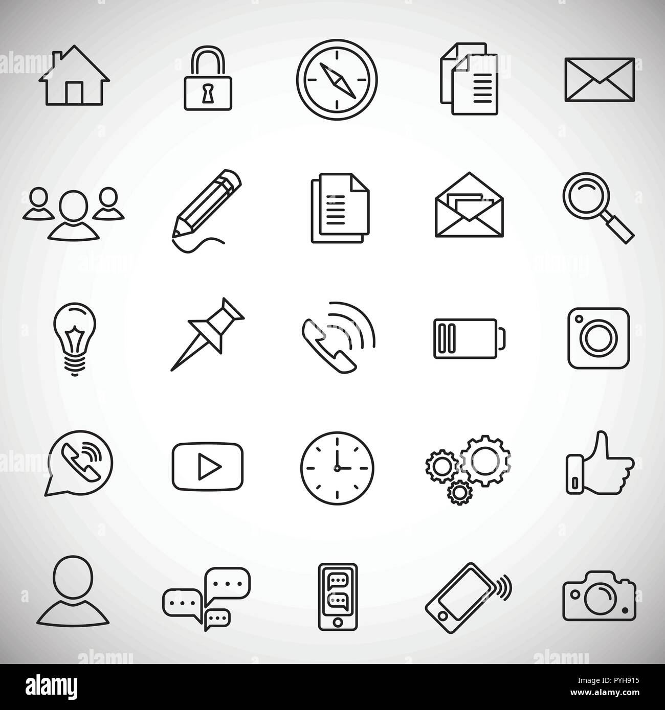 Social communication set on white background Stock Vector