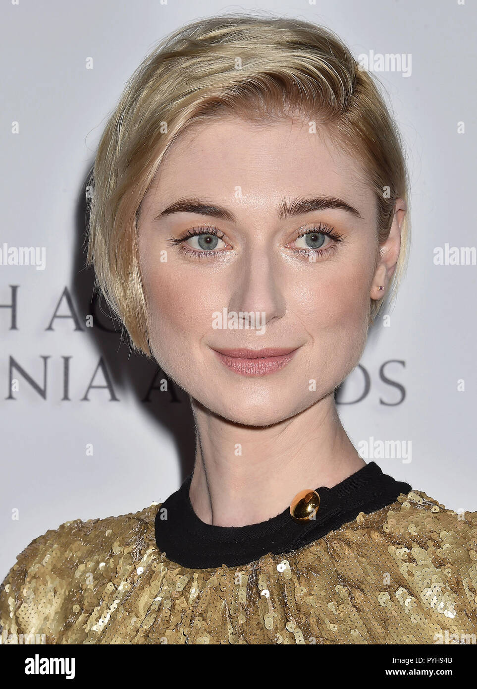 ELIZABETH DEBICKI Australian film actress at  the 2018 British Academy Britannia Awards presented by Jaguar Land Rover and American Airlines at The Beverly Hilton Hotel on October 26, 2018 in Beverly Hills, California. Stock Photo