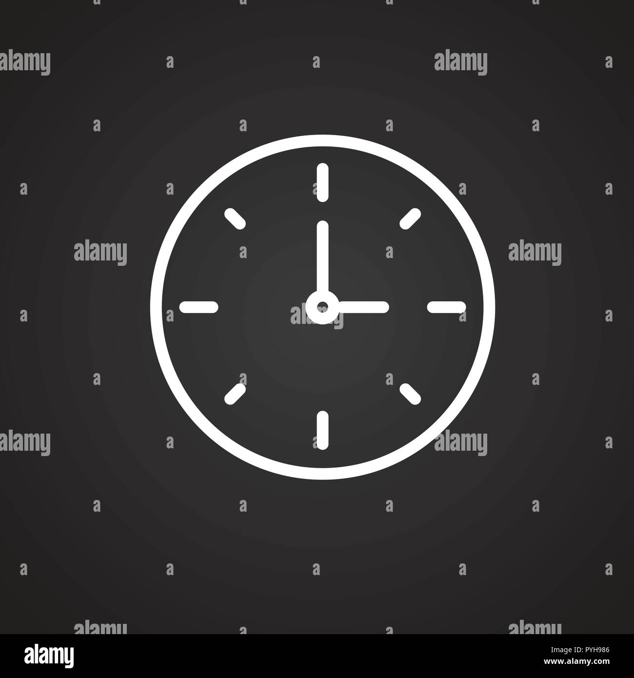 Clock time thin line on black background Stock Vector