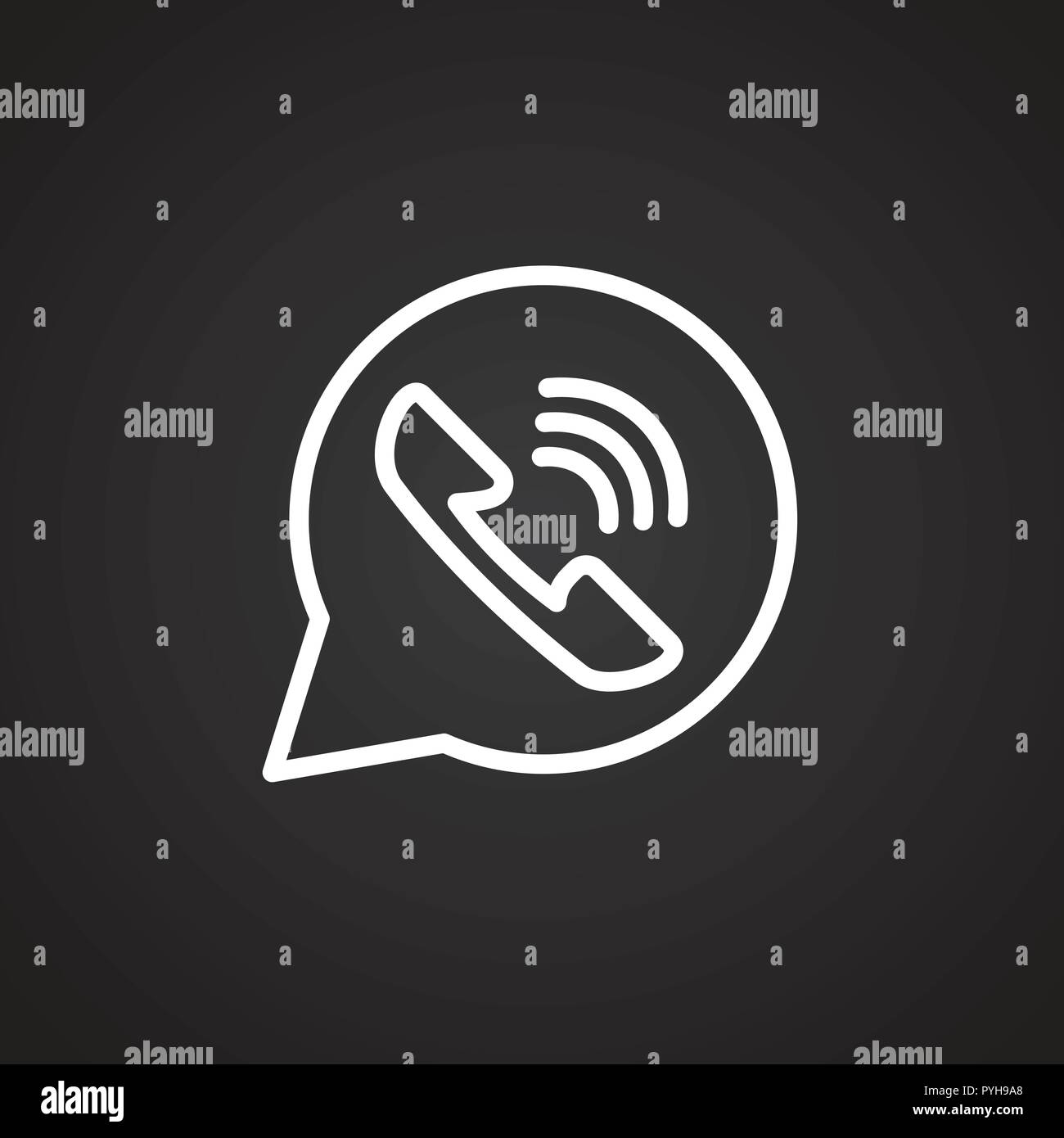 Ringing phone answer thin line on black background Stock Vector