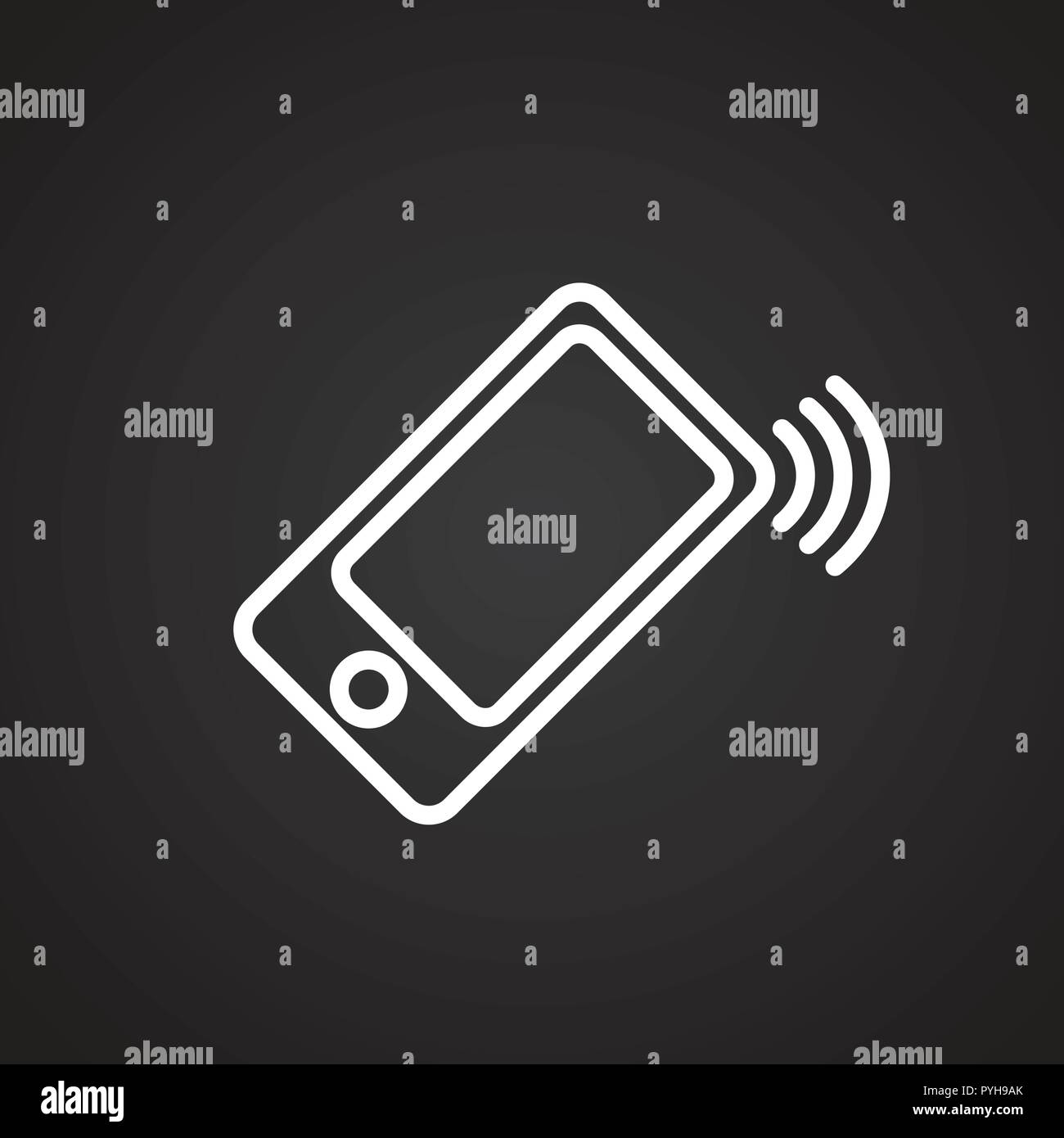 Ringing phone thin line on black background Stock Vector