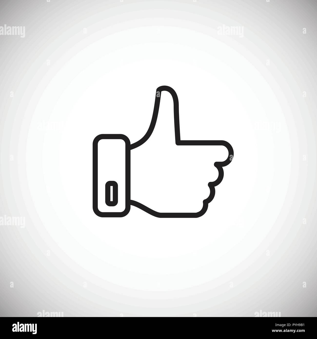 Thumb up thin line on white background Stock Vector