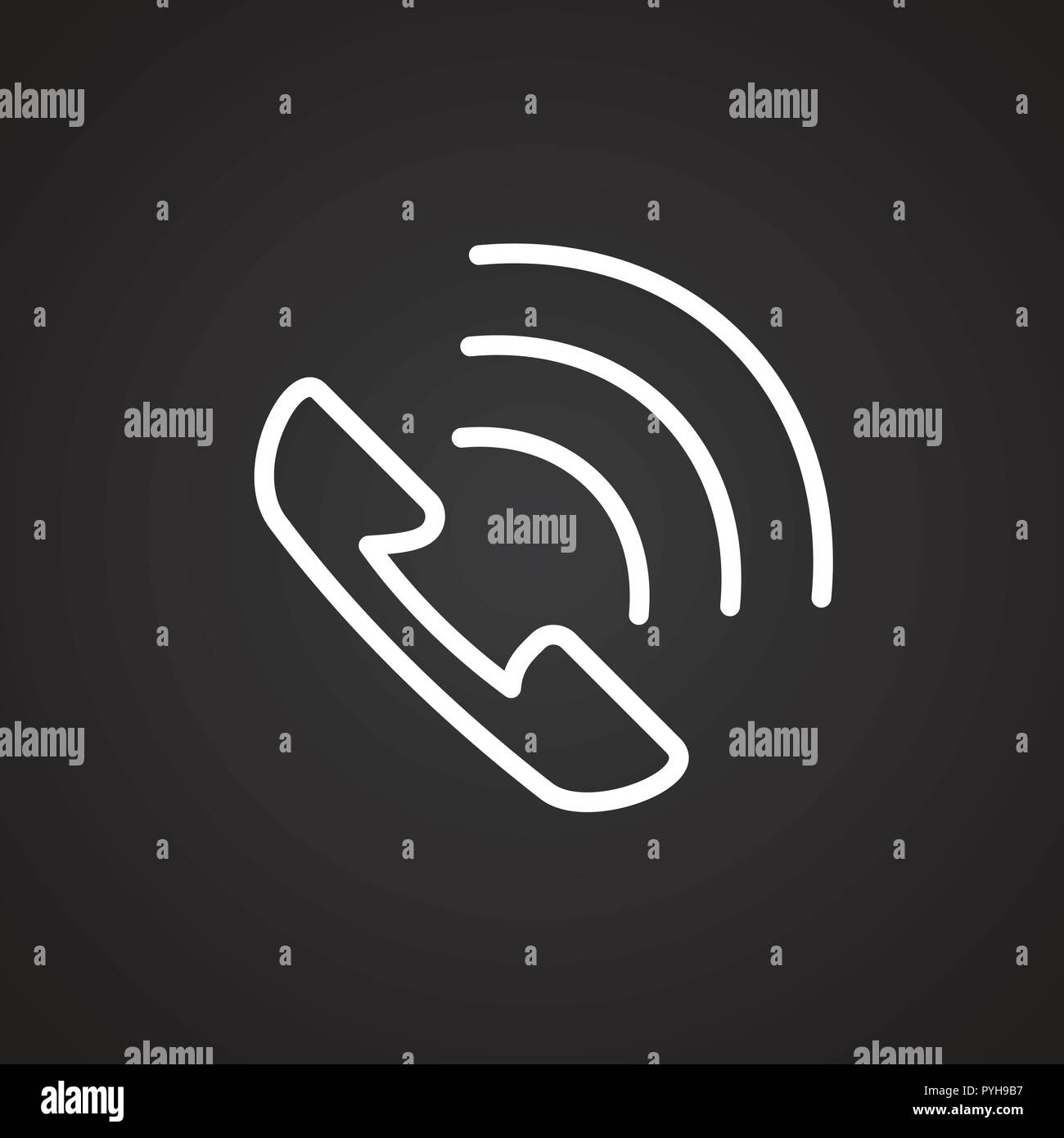 Ringing phone answer thin line on black background Stock Vector