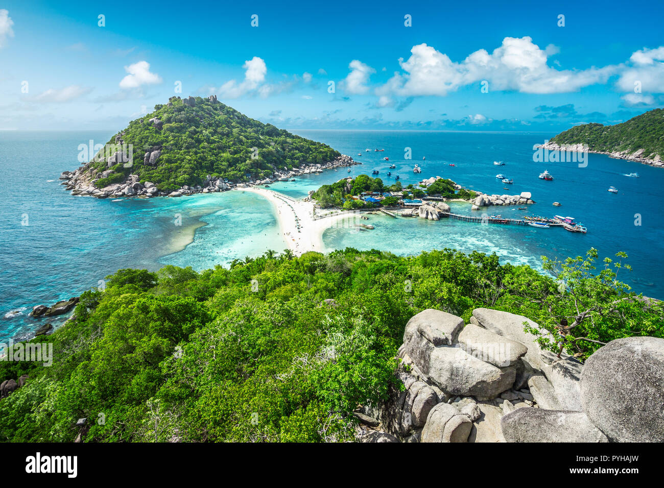 The Nangyuan island in Thailand is connected to two other islands with