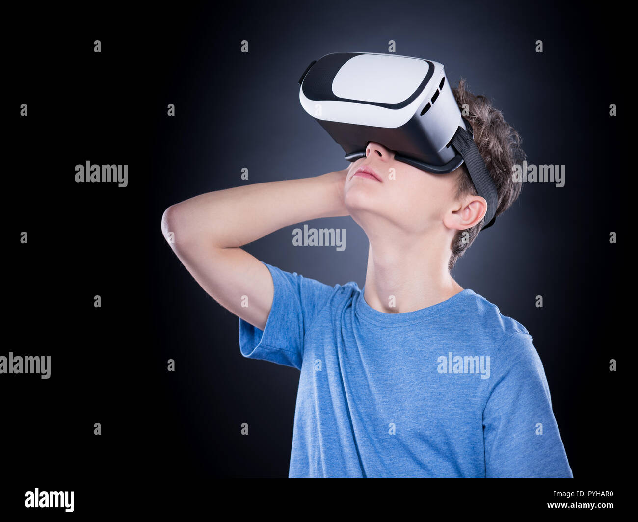 Teen boy with VR Stock Photo