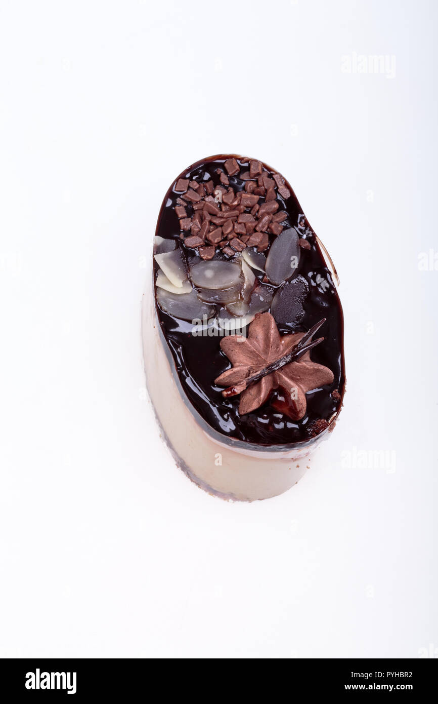 Chocolate cake isolated on white background Stock Photo