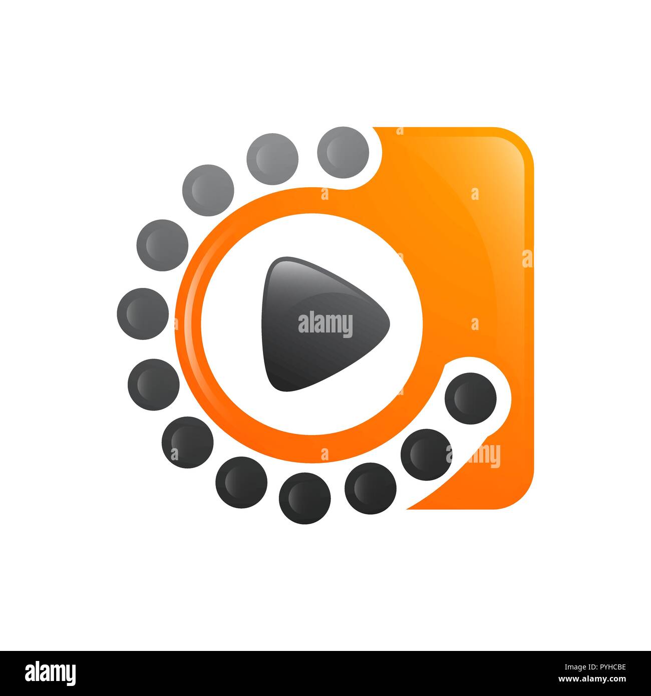 Motion dot media player Video Logo Design Template Stock Vector