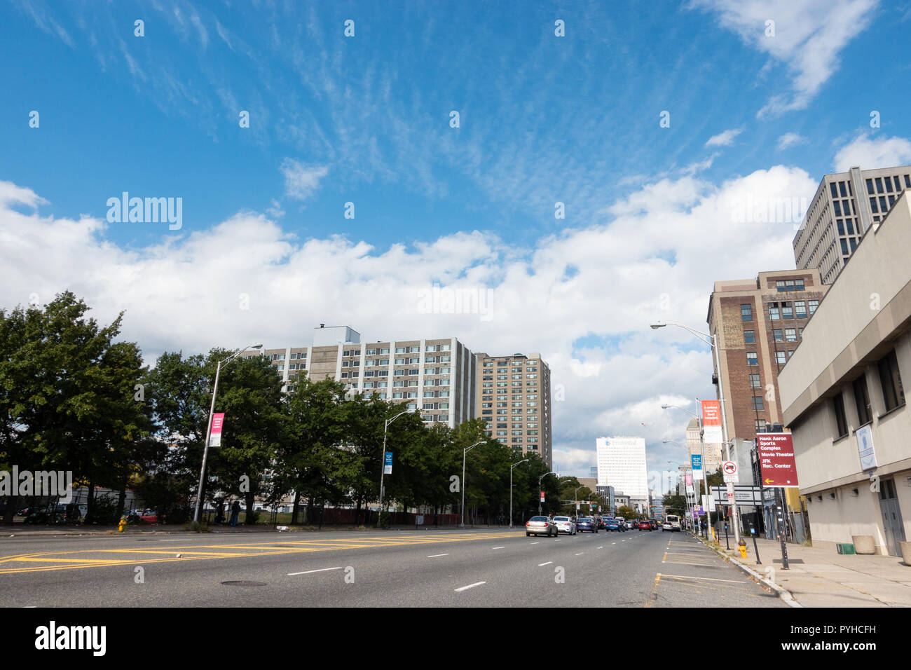Prudential building in Newark, NJ as seen from Broad Street Stock Photo
