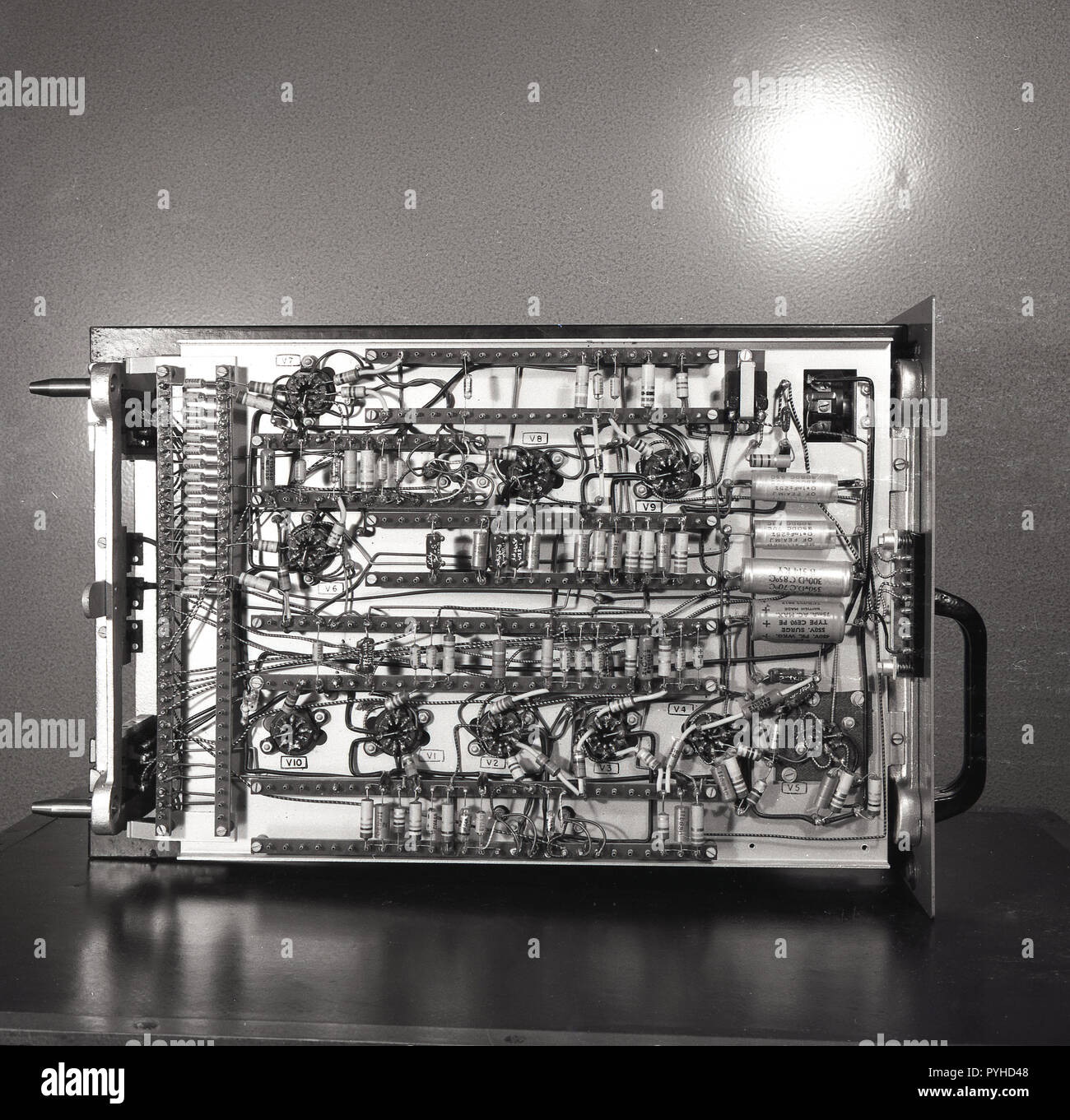 1960s, Electronics, picture showig the inside of a circuit board for a