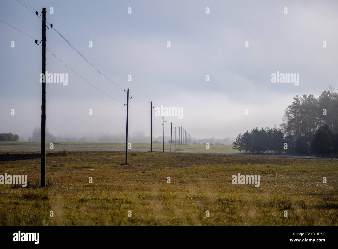 power line electricity poles in country with wires Stock Photo - Alamy