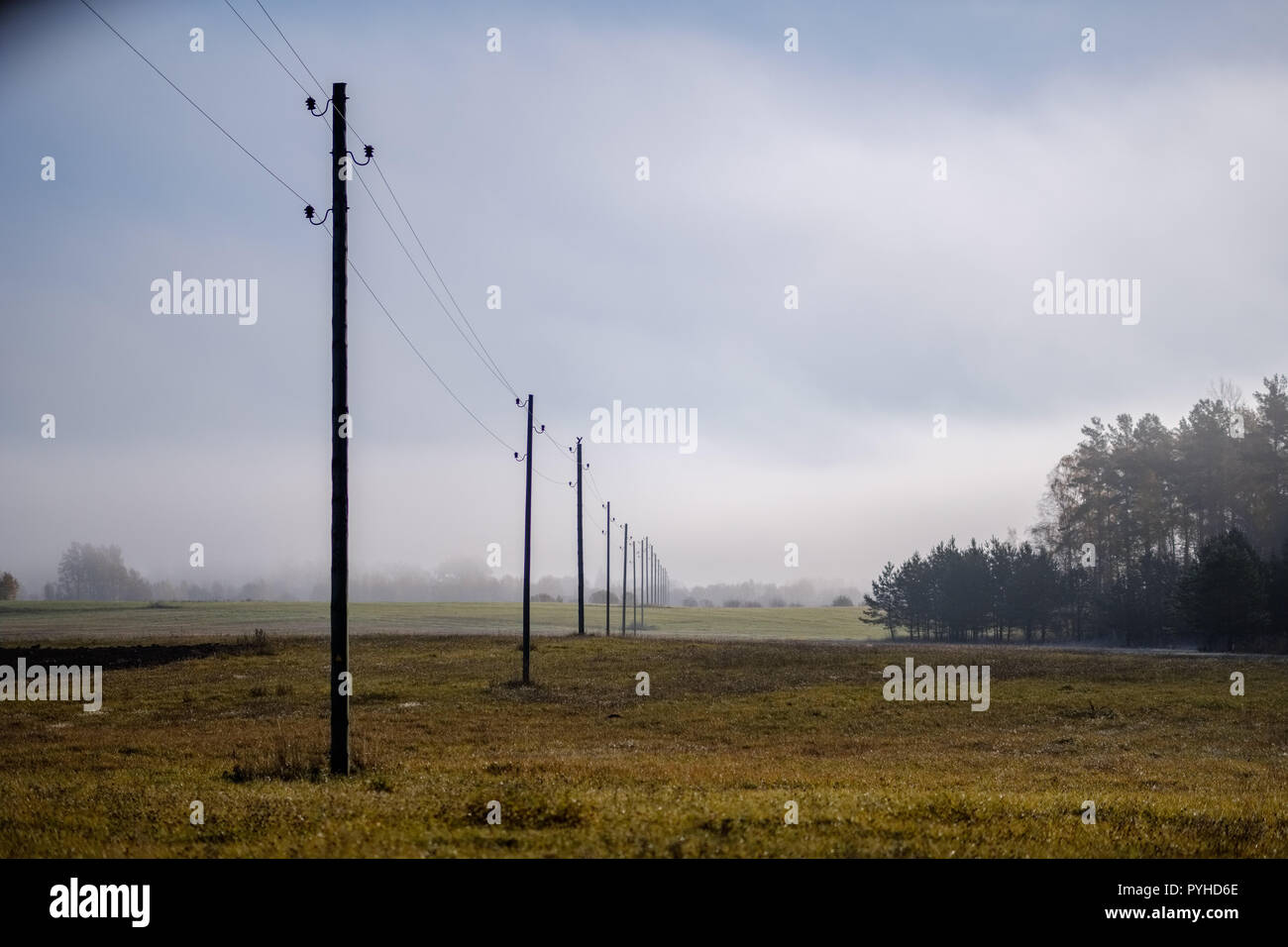 power line electricity poles in country with wires Stock Photo - Alamy