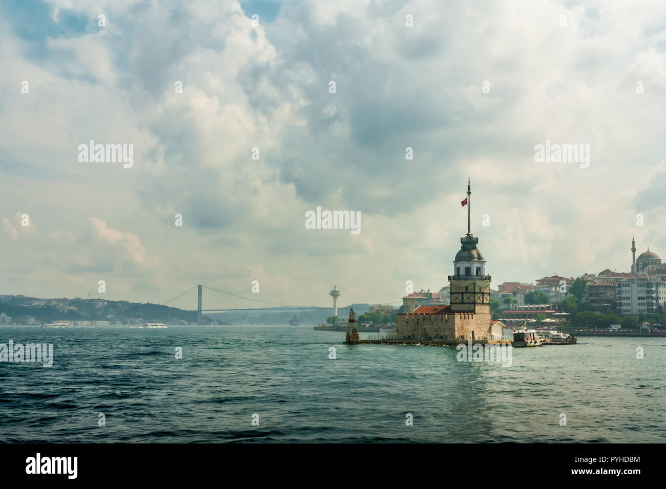 Maiden's Tower (Kis Kulesi) in the Bosporus, Istanbul, Turkey. Stock Photo