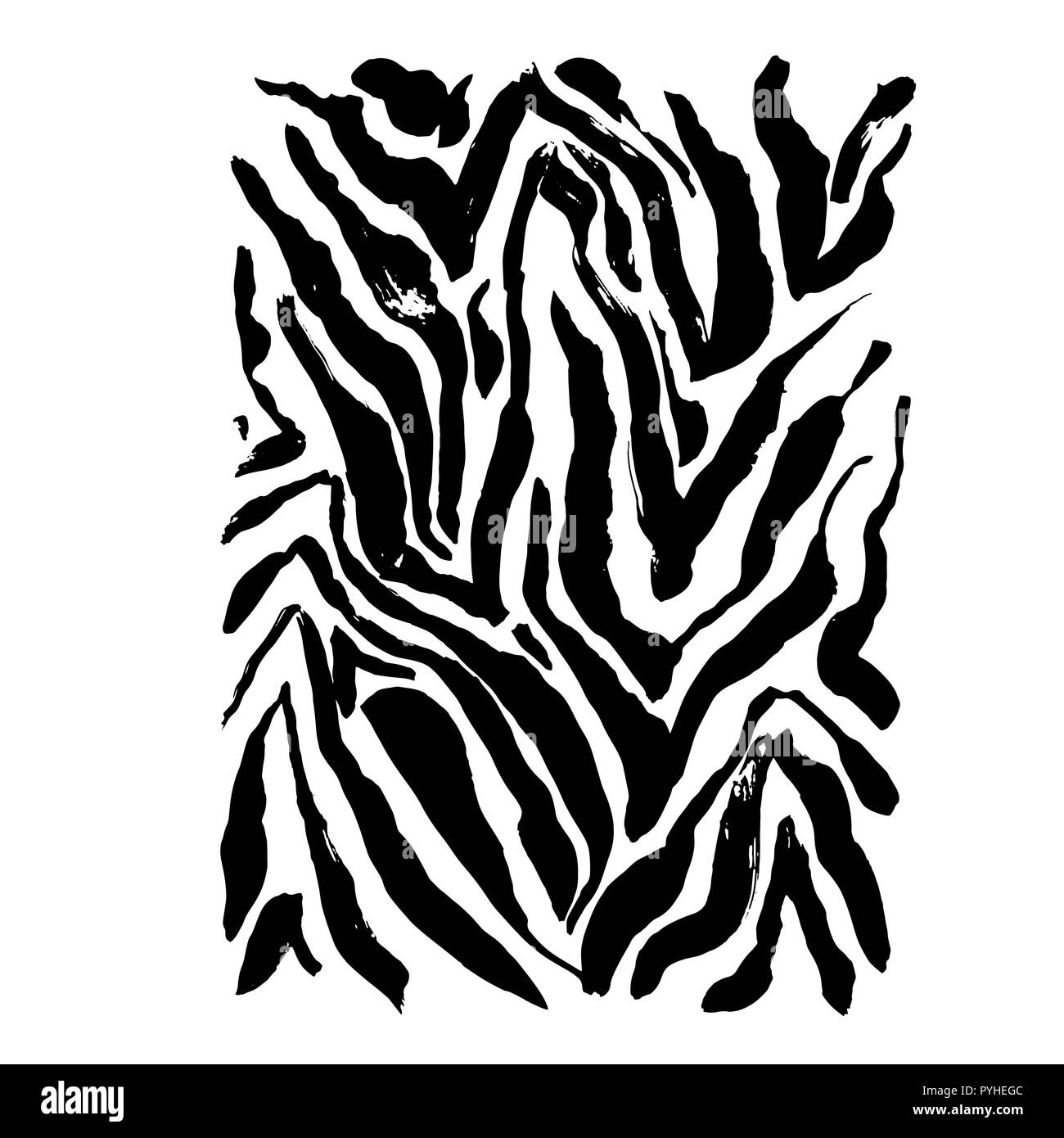 Brush painted zebra pattern. Black and white stripes grunge background ...